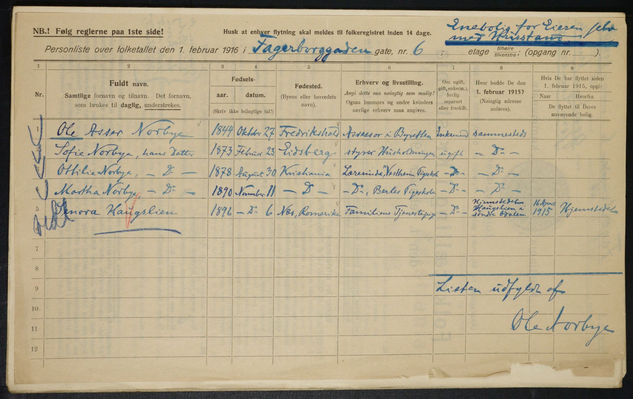 OBA, Municipal Census 1916 for Kristiania, 1916, p. 23303