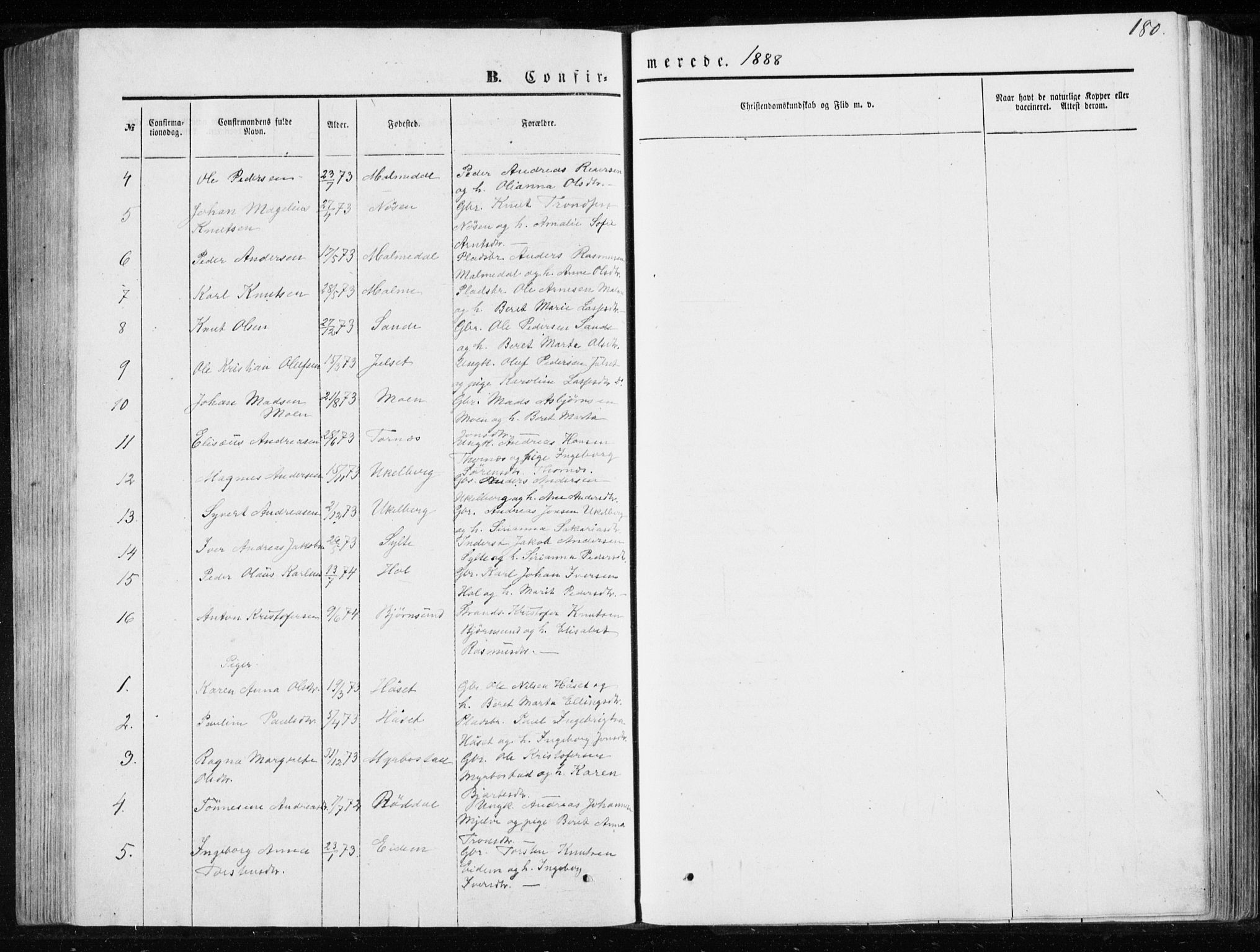 Ministerialprotokoller, klokkerbøker og fødselsregistre - Møre og Romsdal, AV/SAT-A-1454/565/L0754: Parish register (copy) no. 565C03, 1870-1896, p. 180