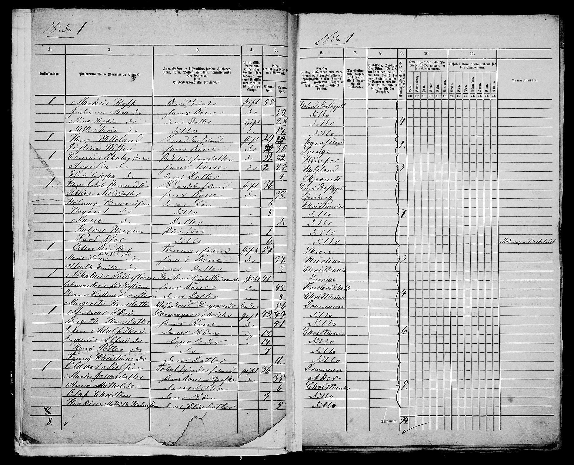 RA, 1865 census for Kristiania, 1865, p. 3151