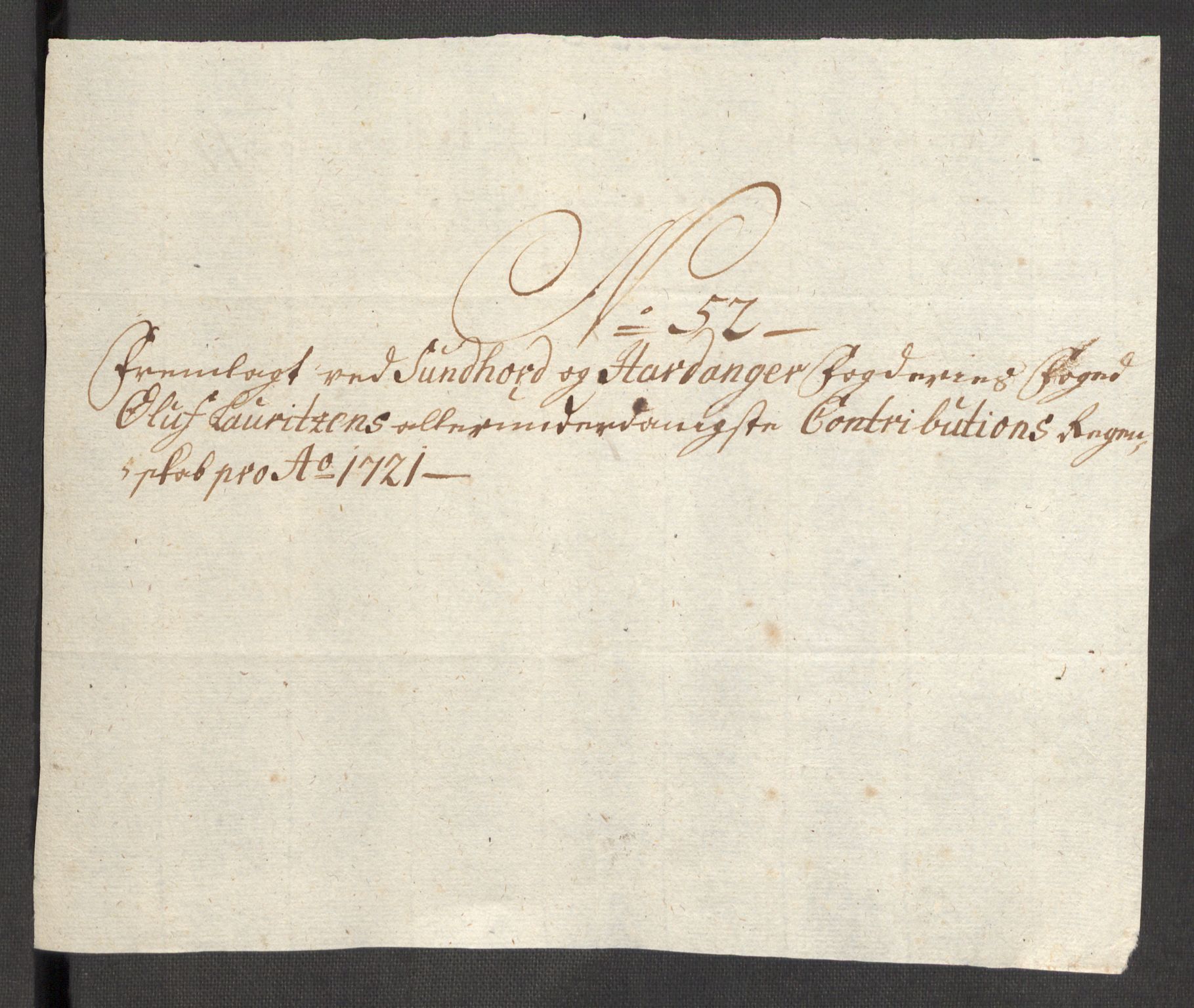 Rentekammeret inntil 1814, Reviderte regnskaper, Fogderegnskap, AV/RA-EA-4092/R48/L3000: Fogderegnskap Sunnhordland og Hardanger, 1721, p. 320