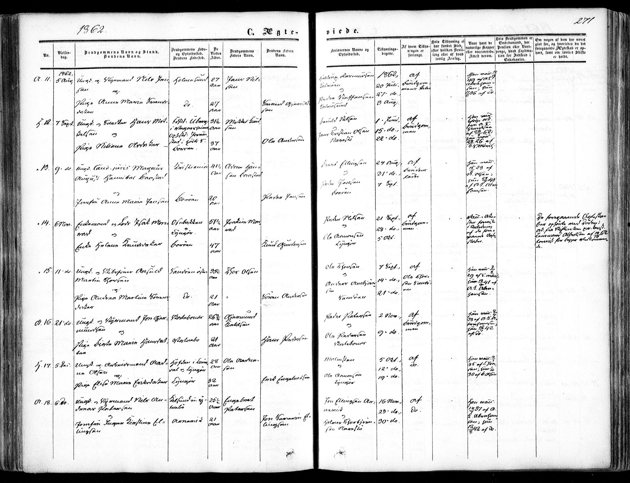 Dypvåg sokneprestkontor, AV/SAK-1111-0007/F/Fa/Faa/L0006: Parish register (official) no. A 6, 1855-1872, p. 271