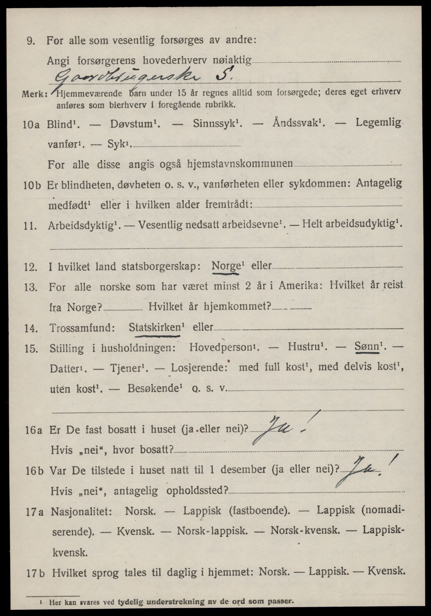 SAT, 1920 census for Hemne, 1920, p. 5013