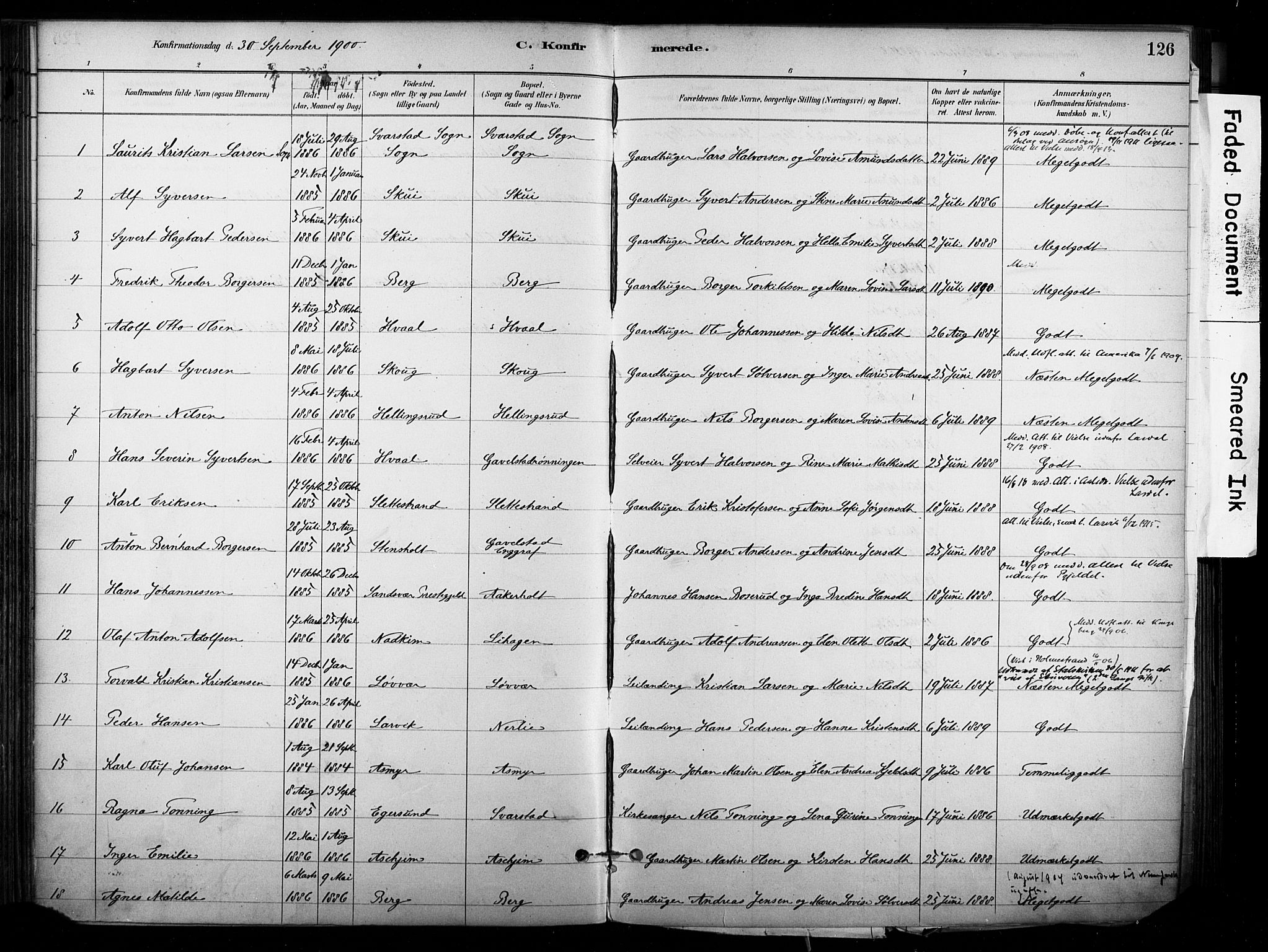 Lardal kirkebøker, AV/SAKO-A-350/F/Fb/L0001: Parish register (official) no. II 1, 1881-1911, p. 126