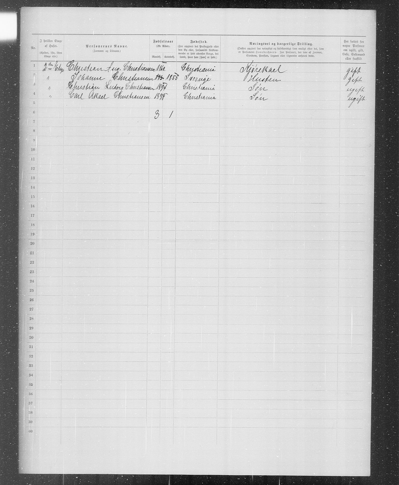 OBA, Municipal Census 1899 for Kristiania, 1899, p. 1064