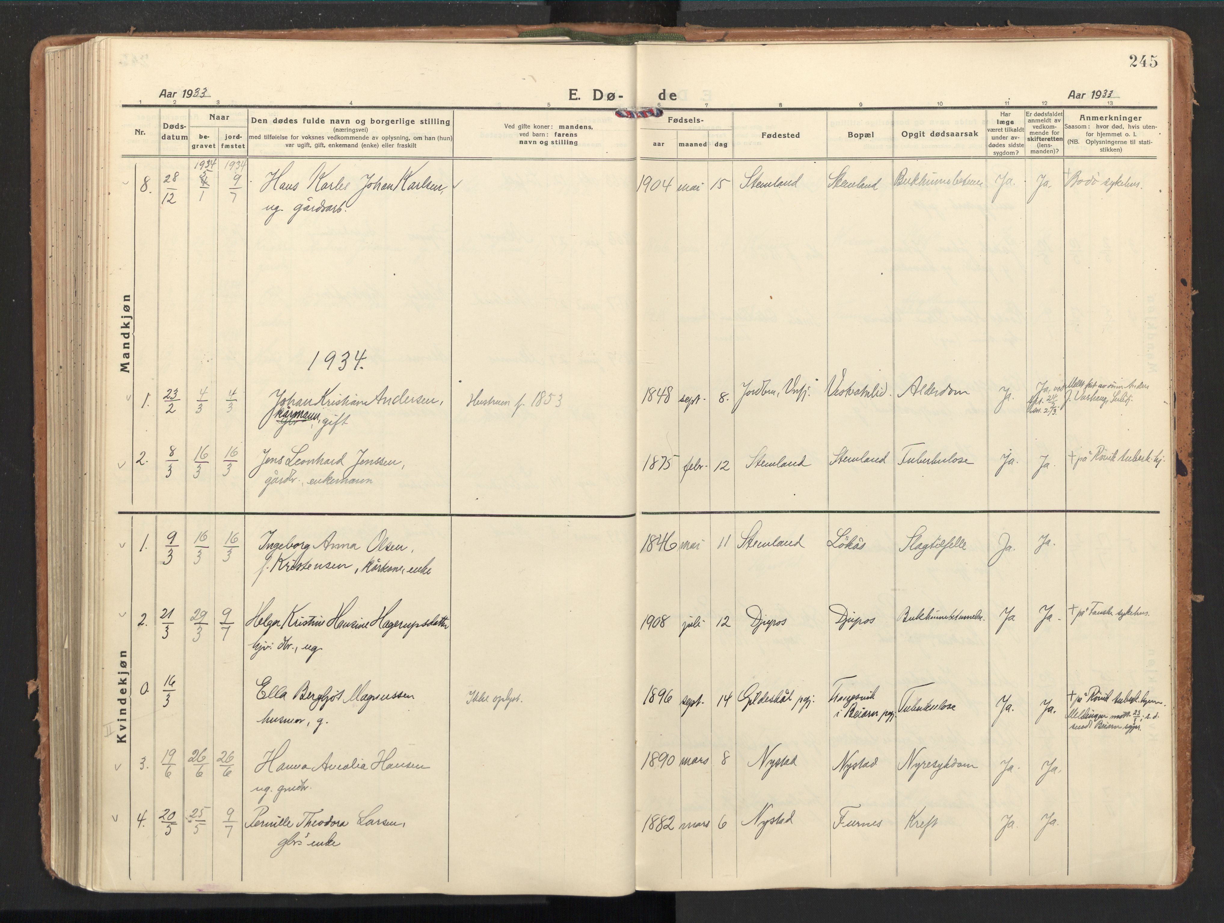 Ministerialprotokoller, klokkerbøker og fødselsregistre - Nordland, SAT/A-1459/851/L0725: Parish register (official) no. 851A02, 1922-1944, p. 245
