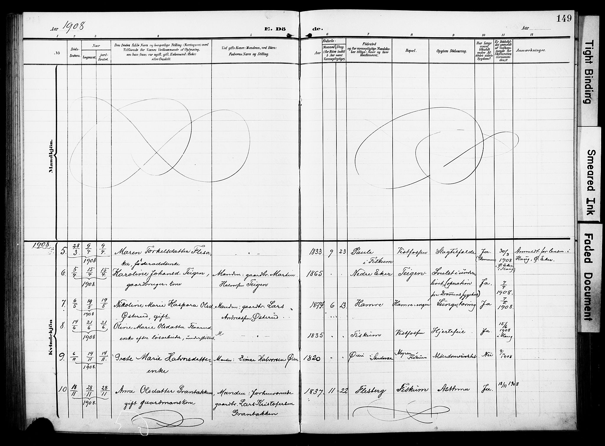 Fiskum kirkebøker, AV/SAKO-A-15/F/Fa/L0004: Parish register (official) no. 4, 1906-1924, p. 149