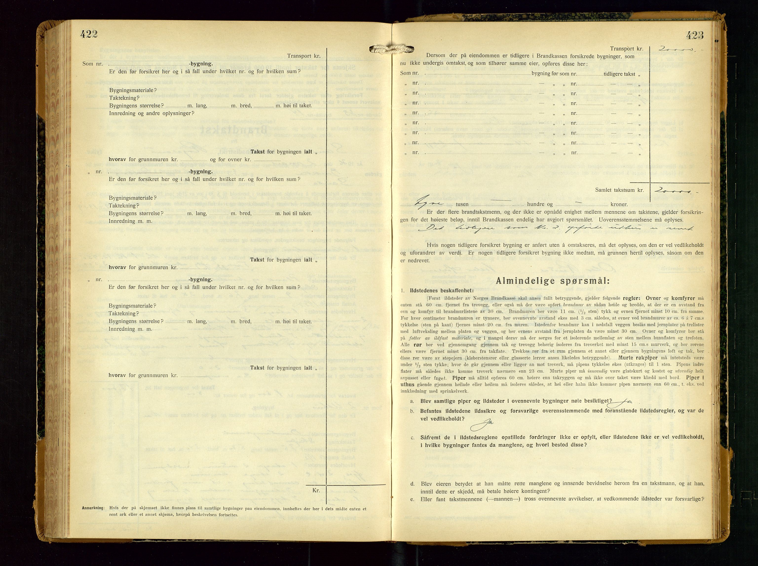 Sauda lensmannskontor, AV/SAST-A-100177/Gob/L0003: Branntakstprotokoll - skjematakst, 1928-1936, p. 422-423