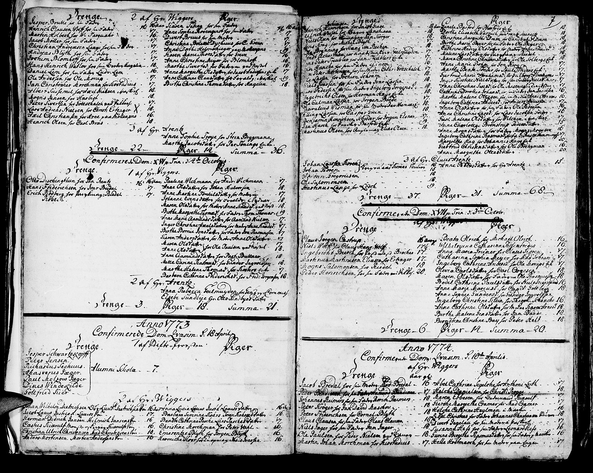 Domkirken sokneprestembete, SAB/A-74801/H/Haa/L0004: Parish register (official) no. A 4, 1763-1820, p. 7