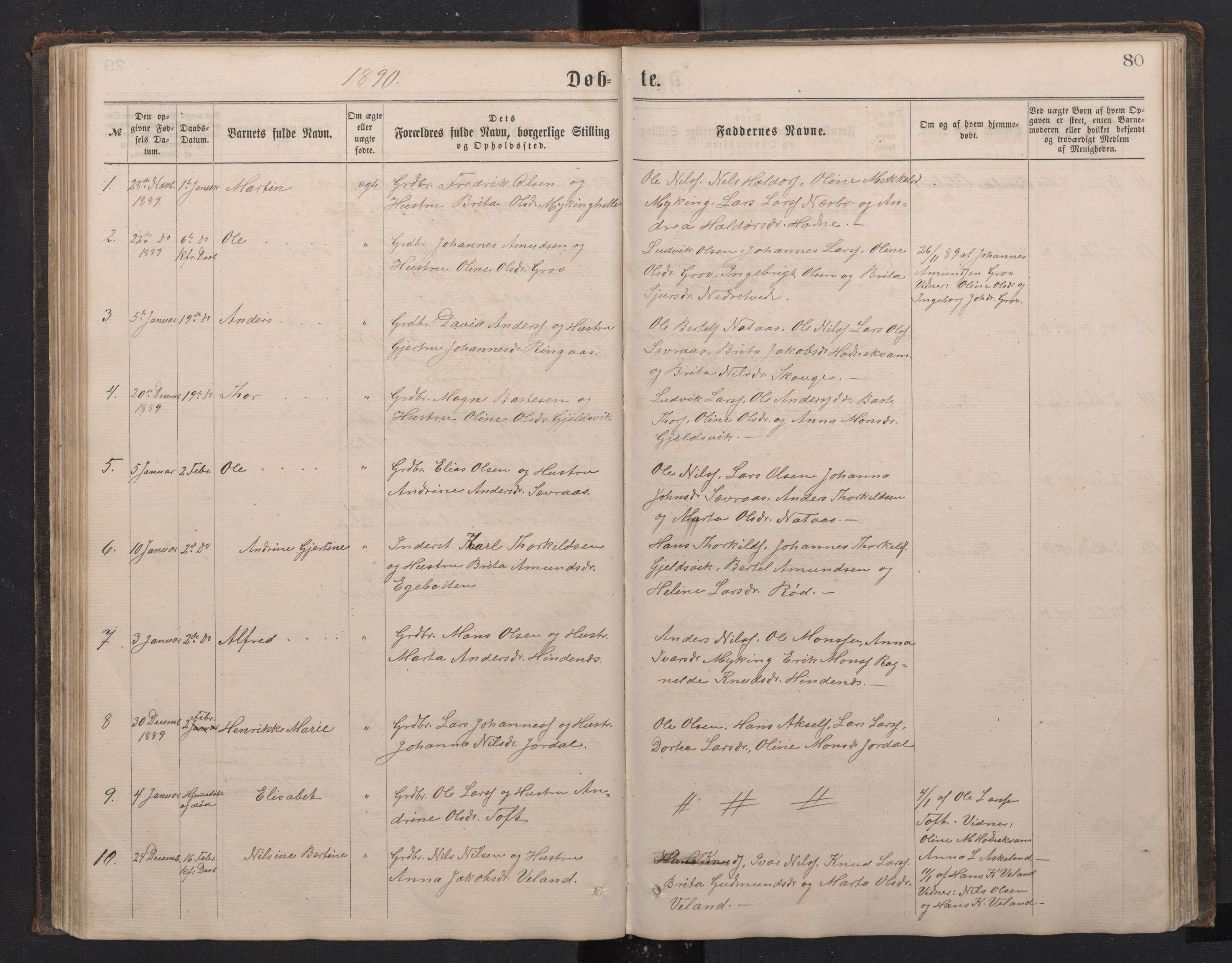 Lindås Sokneprestembete, SAB/A-76701/H/Hab: Parish register (copy) no. E 2, 1867-1892, p. 79b-80a
