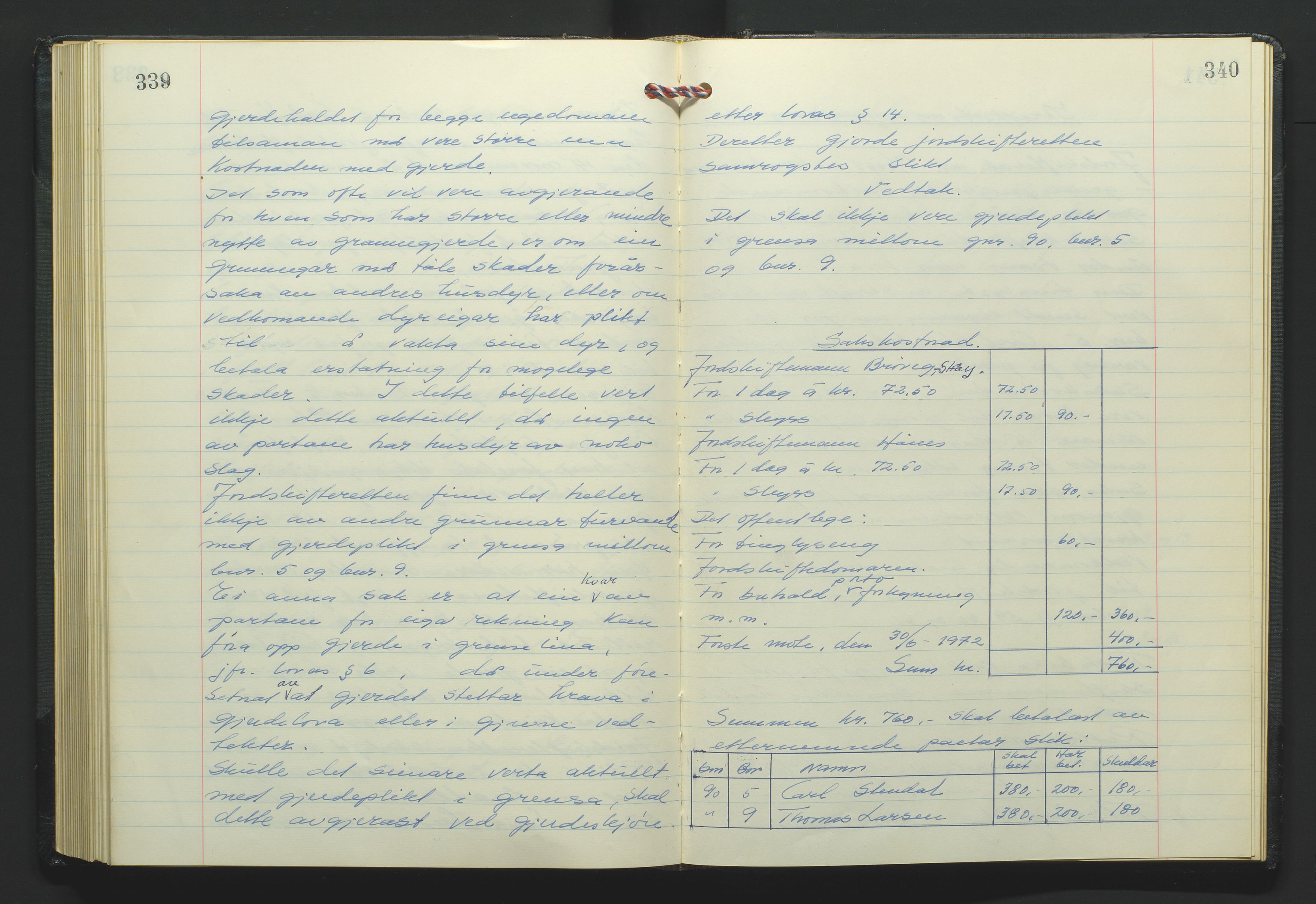 Marnar jordskifterett, AV/SAK-1541-0006/F/Fa/L0004: Jordskifterettsbok Kristiansand domssokn (Kr4), 1969-1974, p. 339-340