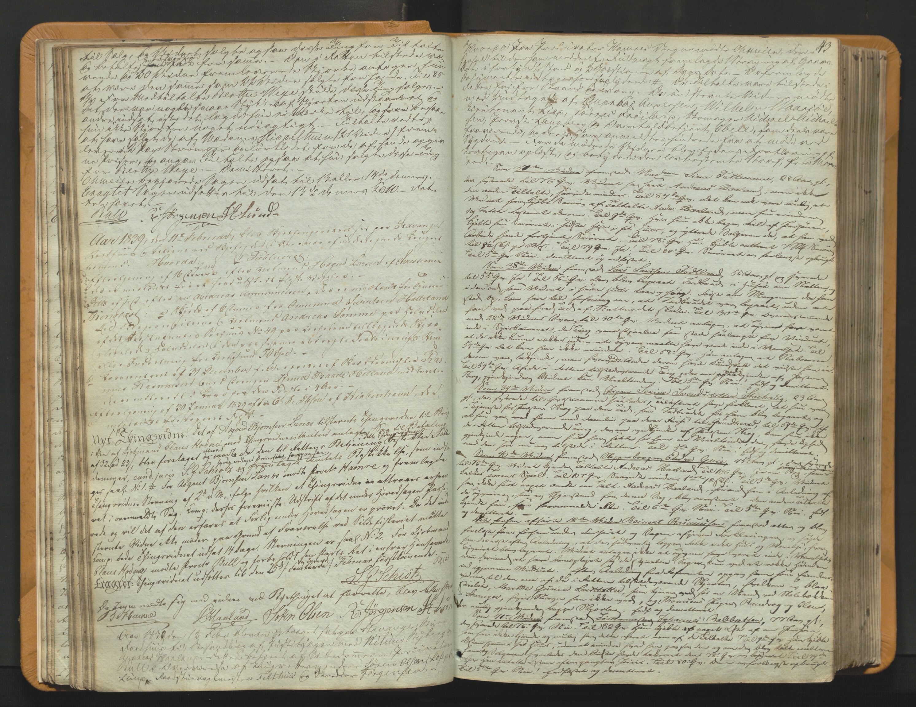 Stavanger byfogd, AV/SAST-A-101408/001/3/30/30BA/L0054: Bytingprotkoll, 1838-1843, p. 42b-43a
