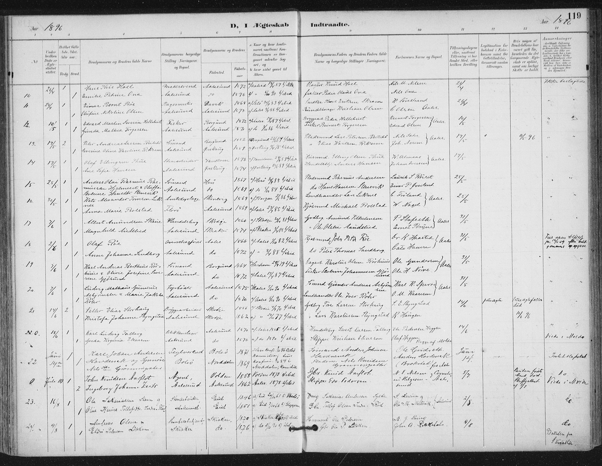 Ministerialprotokoller, klokkerbøker og fødselsregistre - Møre og Romsdal, AV/SAT-A-1454/529/L0457: Parish register (official) no. 529A07, 1894-1903, p. 119