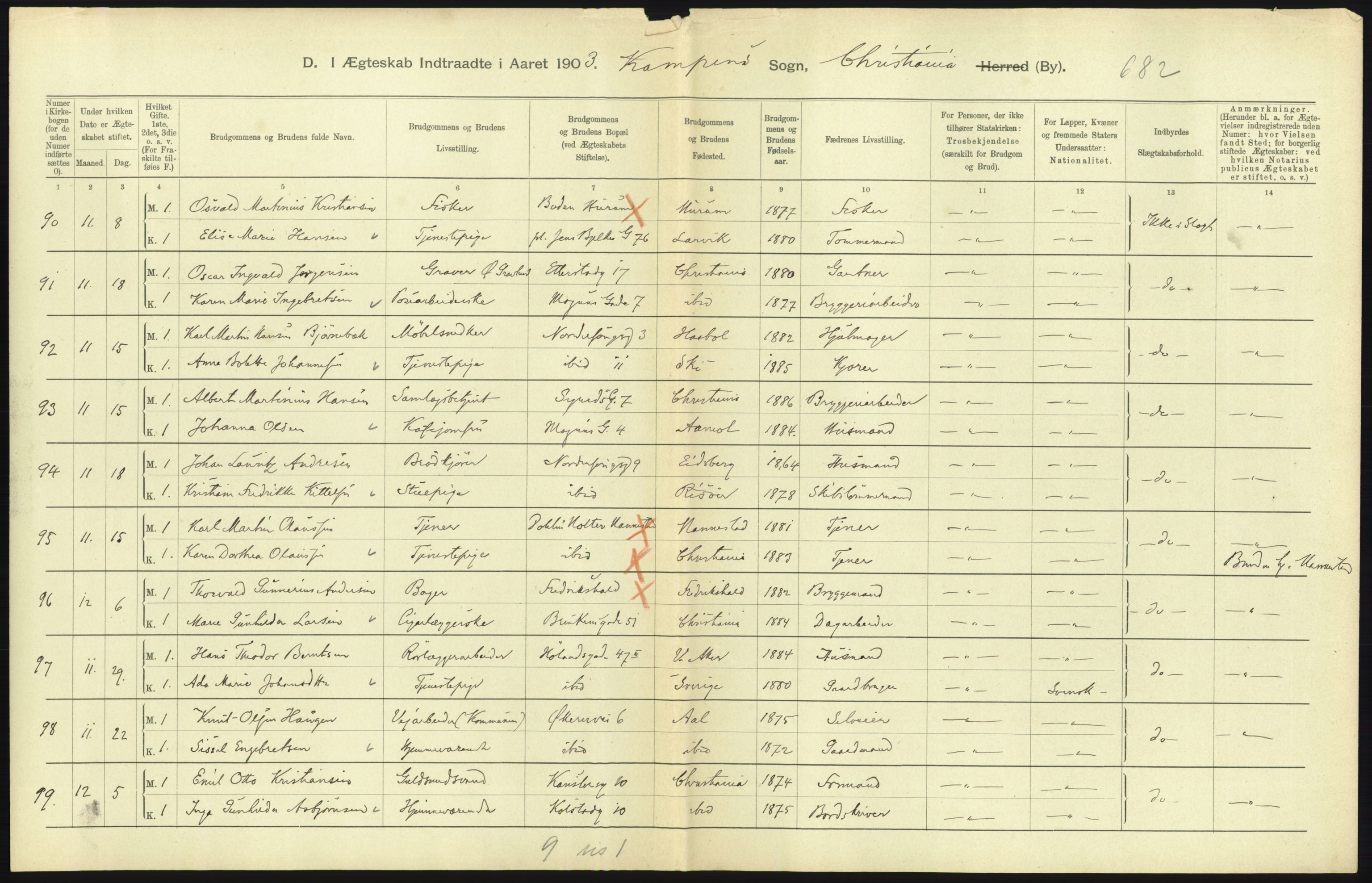 Statistisk sentralbyrå, Sosiodemografiske emner, Befolkning, AV/RA-S-2228/D/Df/Dfa/Dfaa/L0004: Kristiania: Gifte, døde, 1903, p. 465