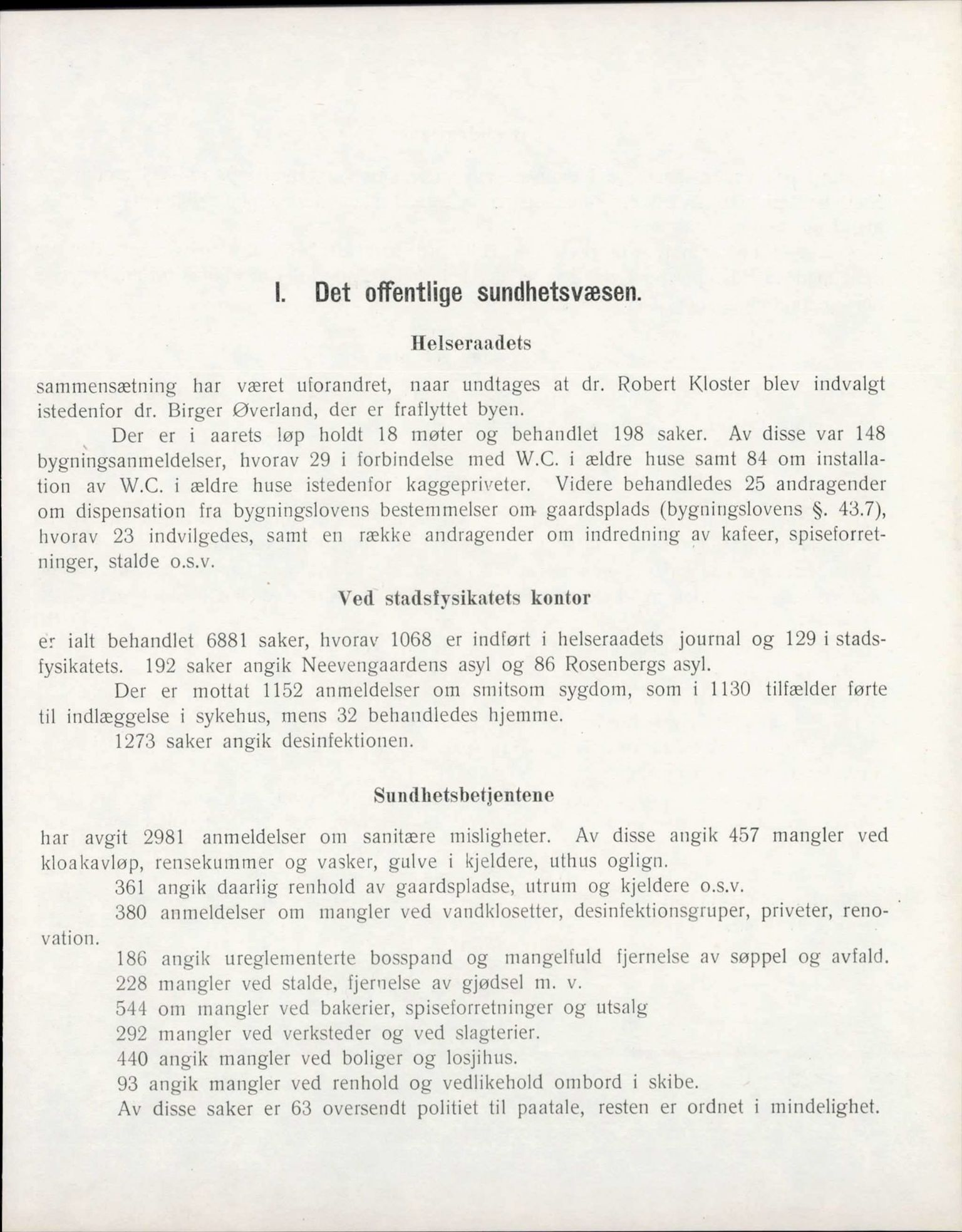 Bergen kommune, Sunnhetsvesen (Bergen helseråd), BBA/A-2617/X/Xa/L0012: Årsmelding, 1919