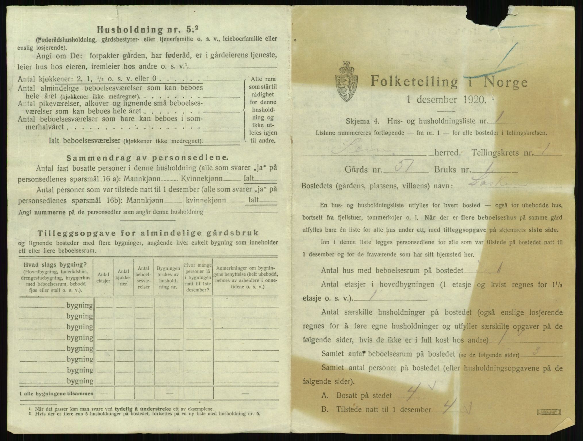 SAKO, 1920 census for Sem, 1920, p. 72