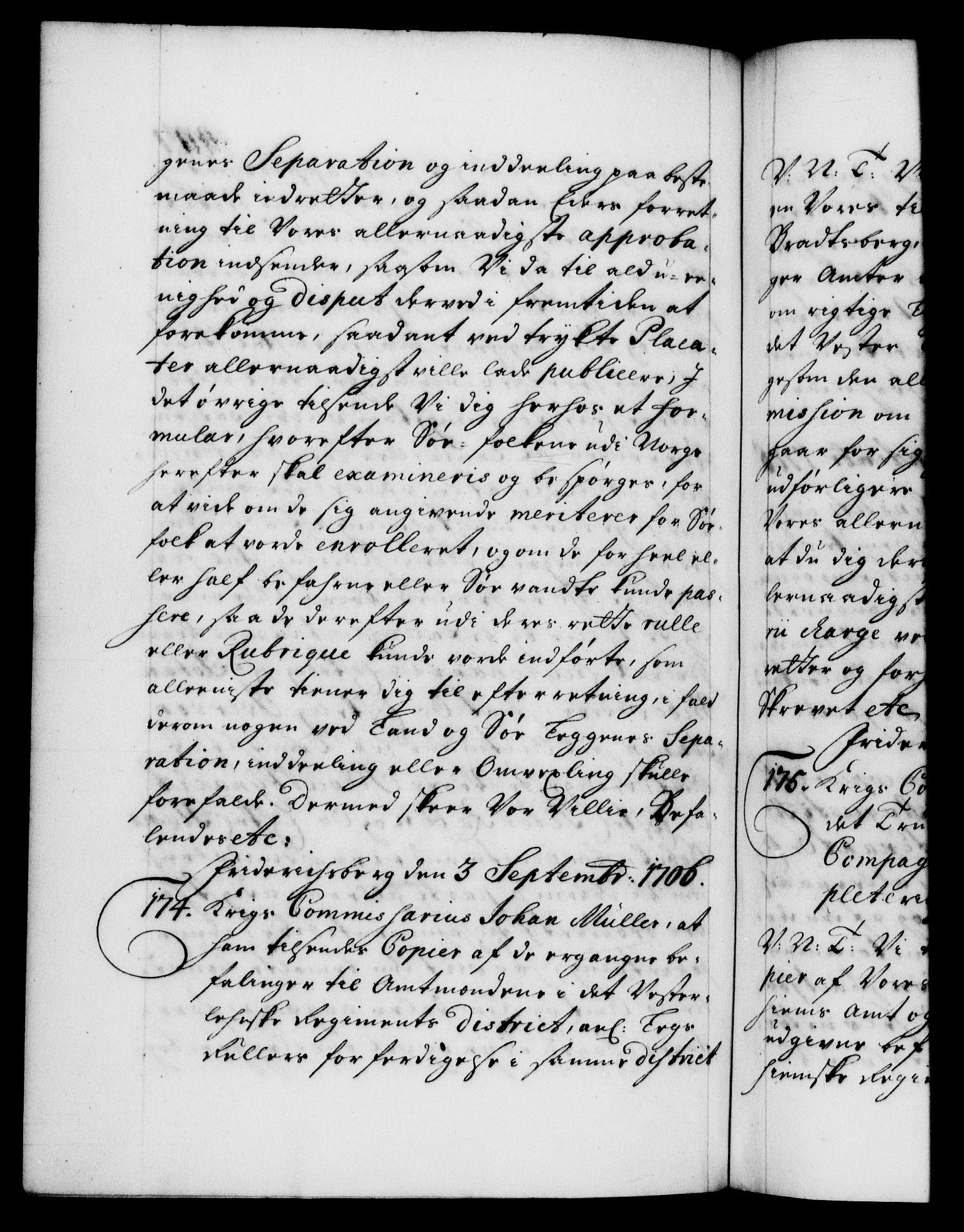 Danske Kanselli 1572-1799, AV/RA-EA-3023/F/Fc/Fca/Fcab/L0017: Norske tegnelser, 1704-1706, p. 447b
