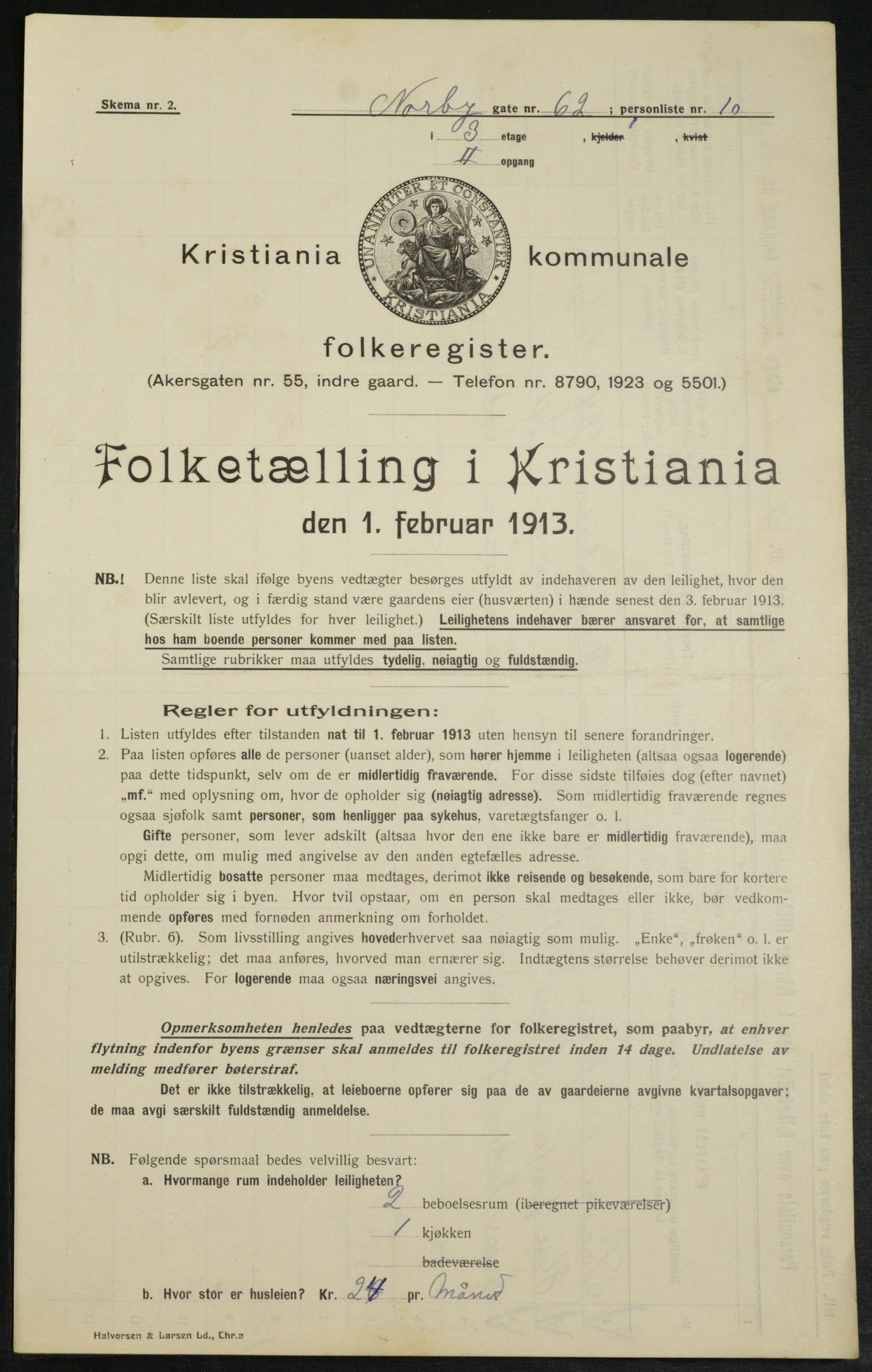 OBA, Municipal Census 1913 for Kristiania, 1913, p. 72188