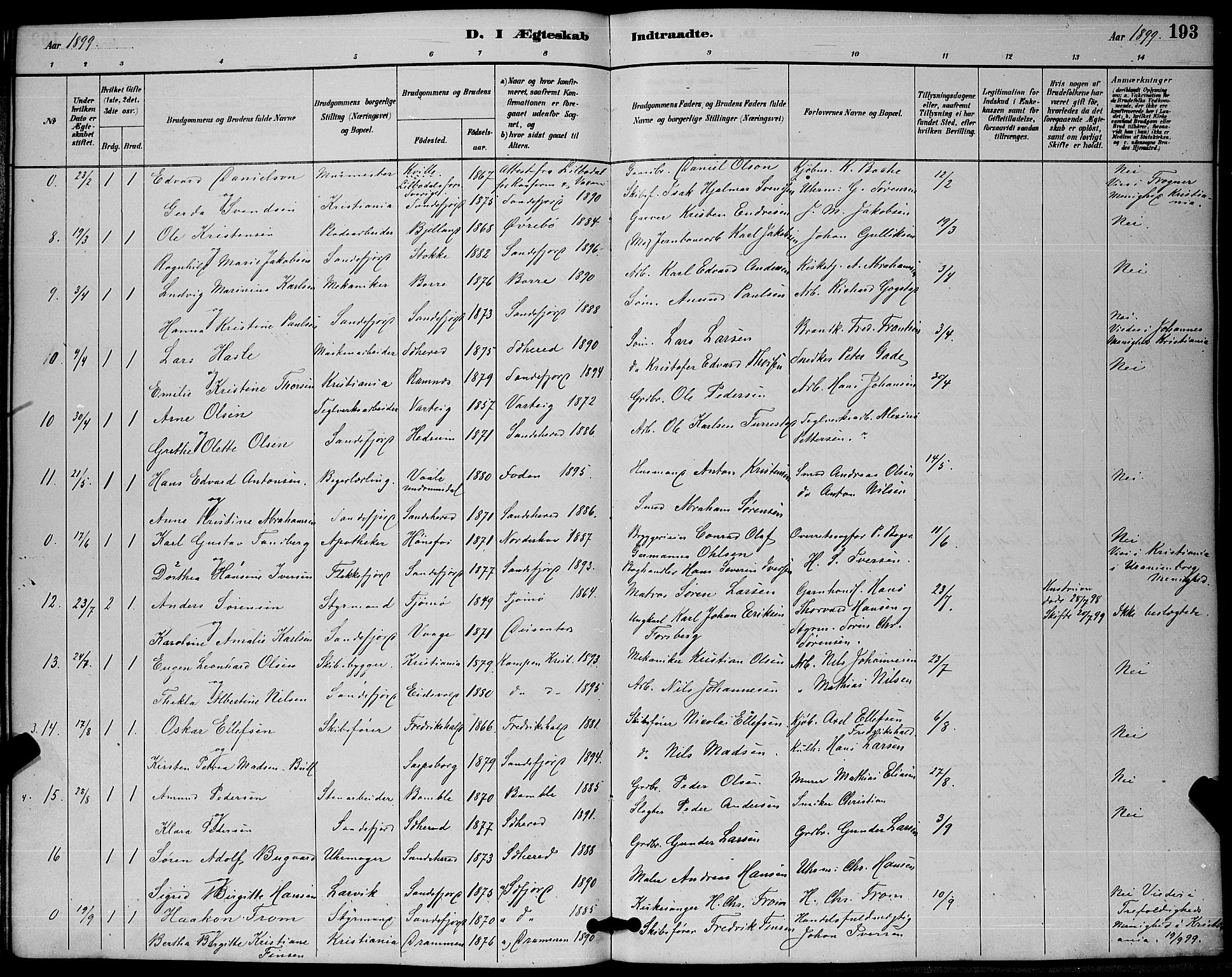 Sandefjord kirkebøker, AV/SAKO-A-315/G/Ga/L0001: Parish register (copy) no. 1, 1885-1903, p. 193