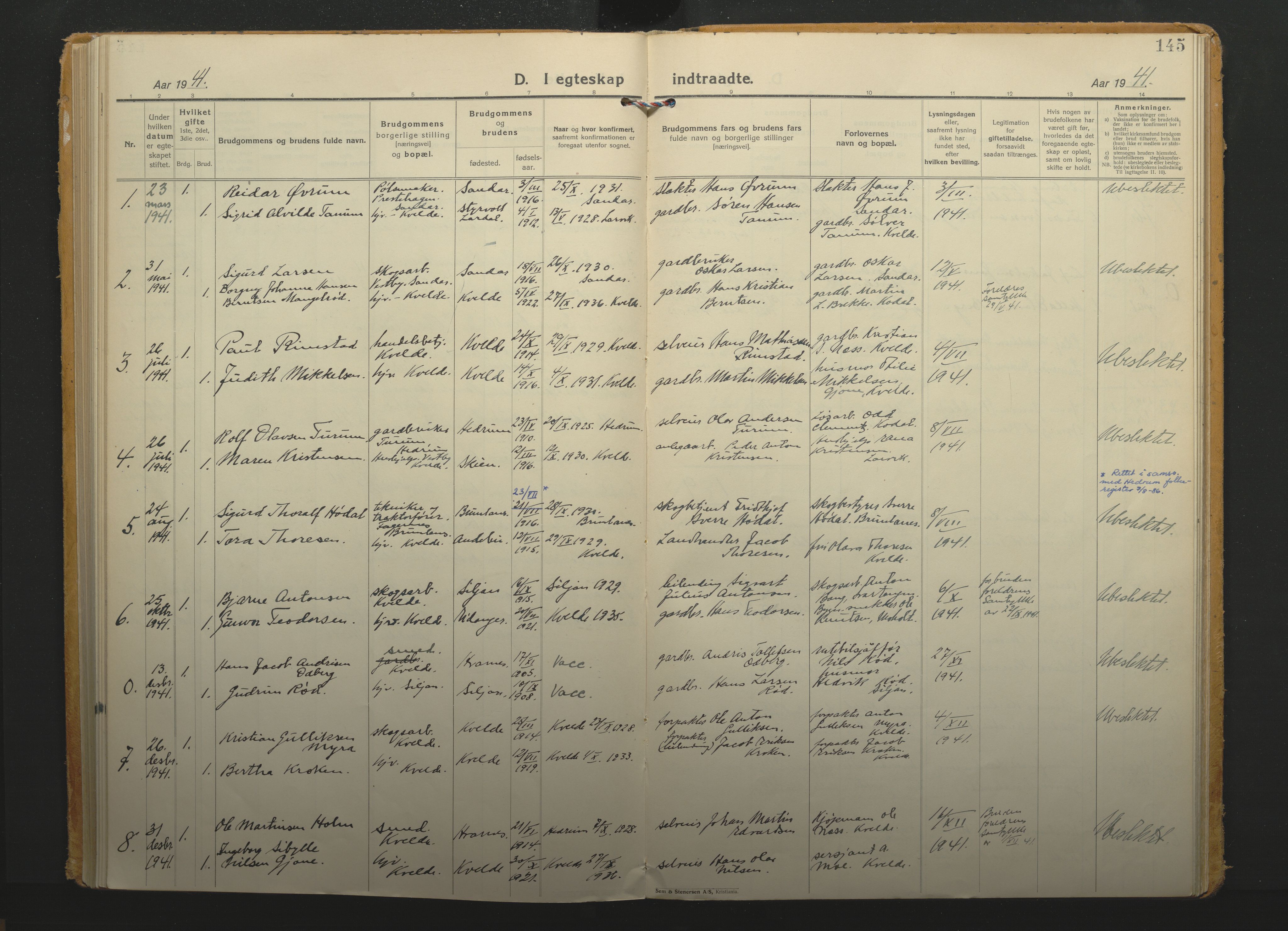 Hedrum kirkebøker, AV/SAKO-A-344/F/Fb/L0003: Parish register (official) no. II 3, 1925-1942, p. 145
