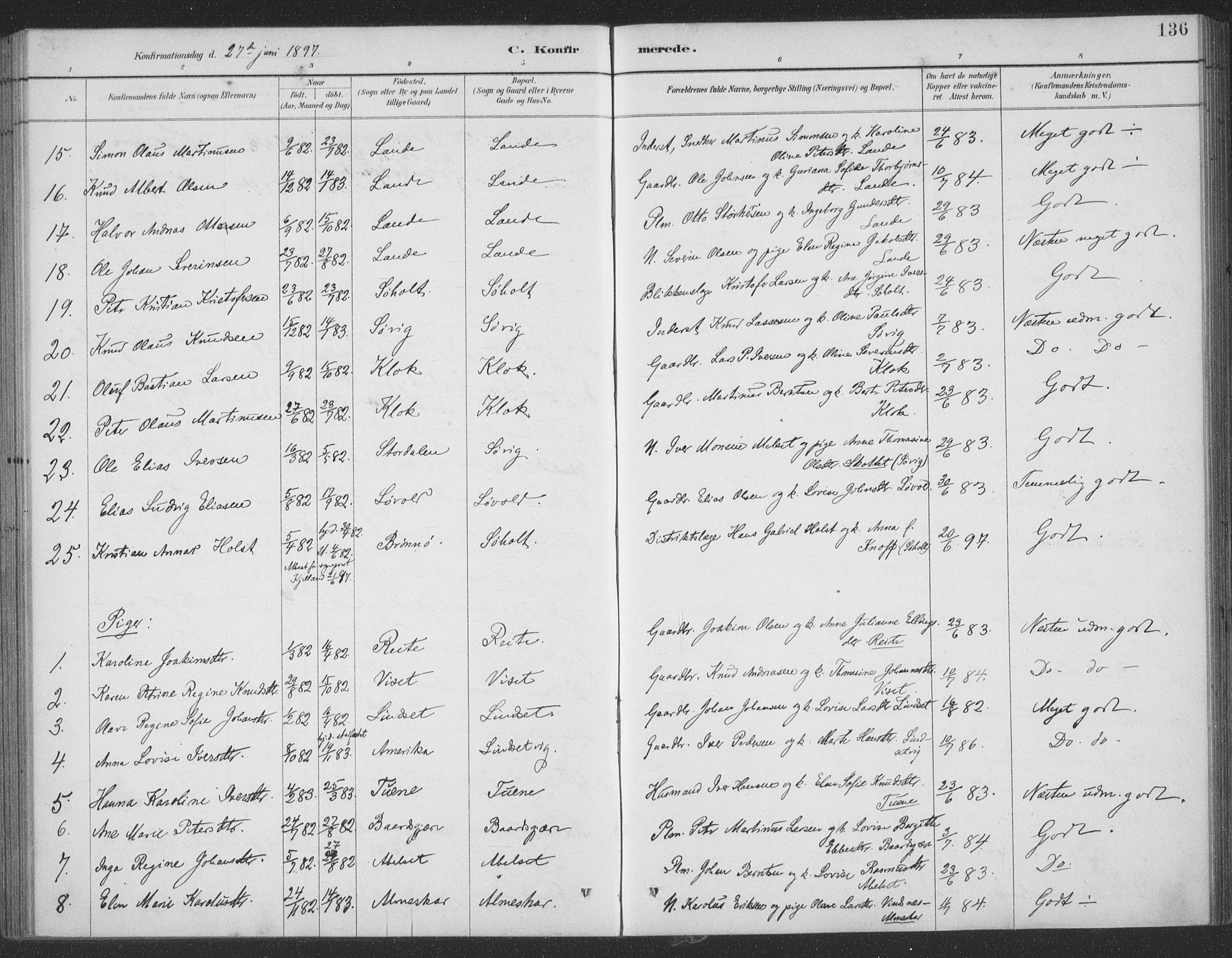 Ministerialprotokoller, klokkerbøker og fødselsregistre - Møre og Romsdal, AV/SAT-A-1454/522/L0316: Parish register (official) no. 522A11, 1890-1911, p. 136