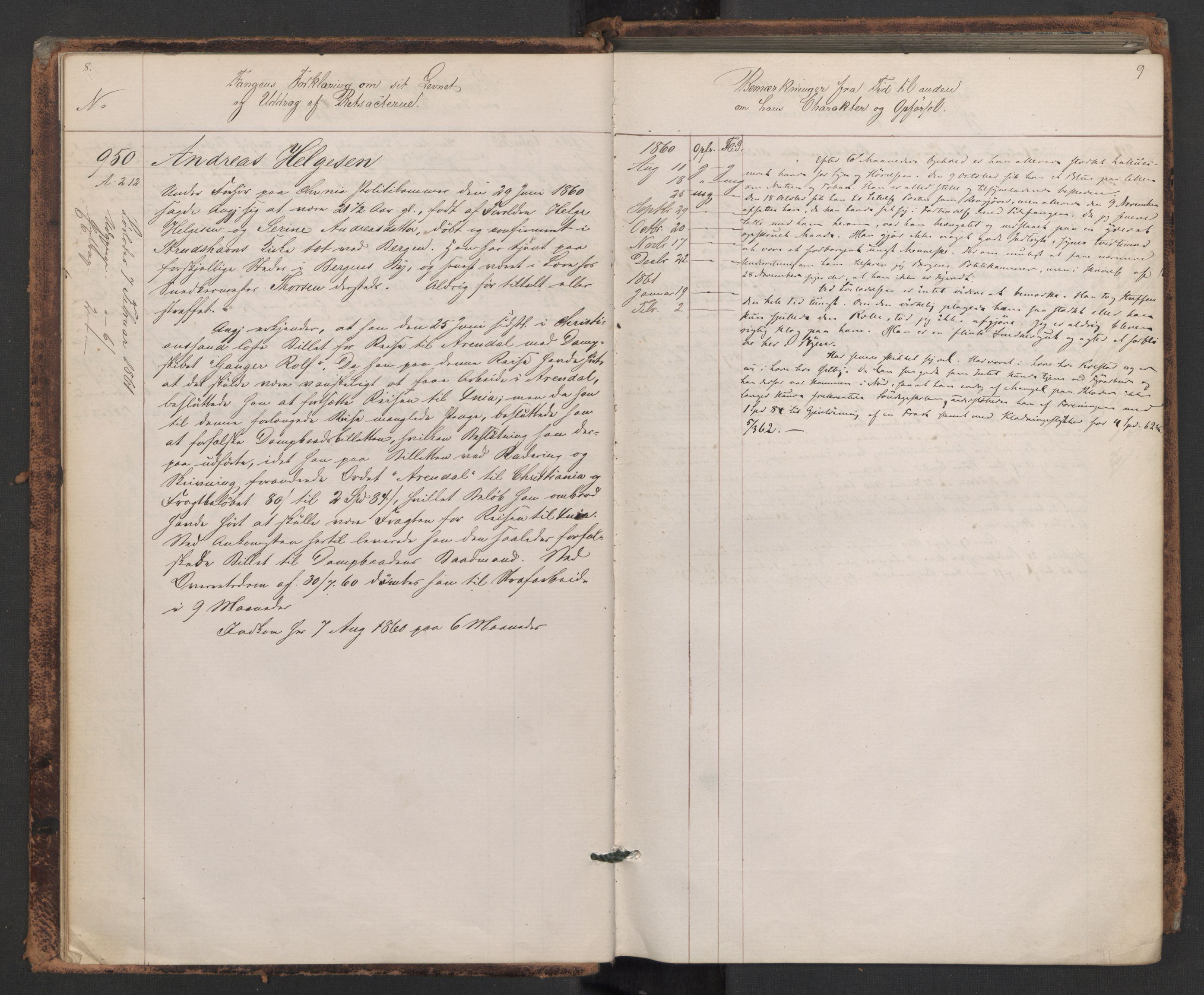 Botsfengslet, AV/RA-S-1539/D/Db/Dbb/L0007: 945b - 258c, 1860-1862, p. 8-9