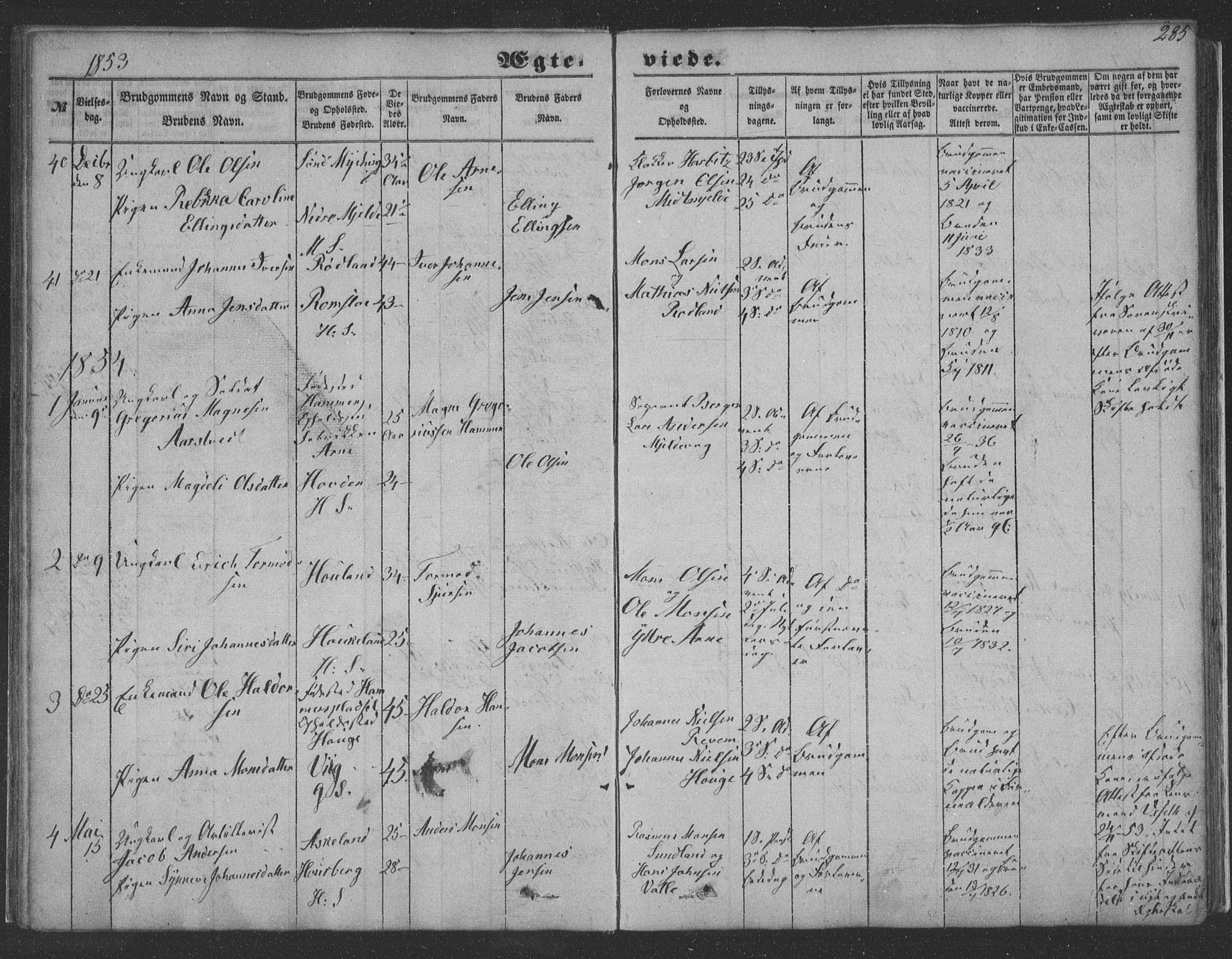 Haus sokneprestembete, SAB/A-75601/H/Haa: Parish register (official) no. A 16 II, 1848-1857, p. 285