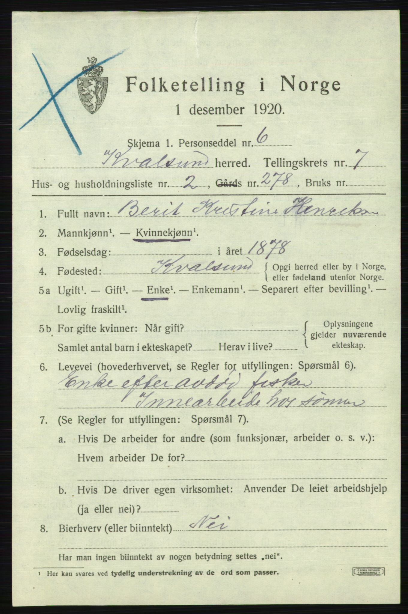 SATØ, 1920 census for , 1920, p. 2146