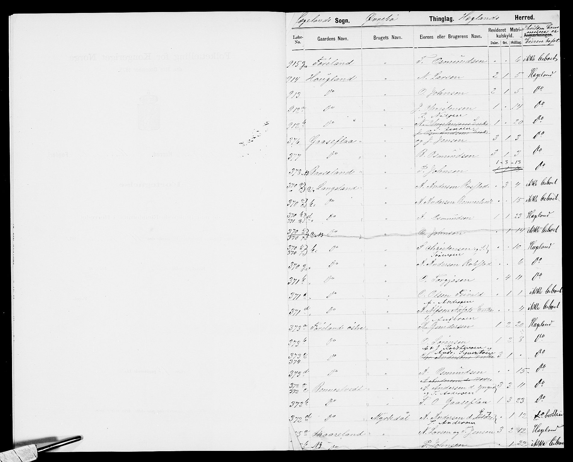 SAK, 1875 census for 1016P Øvrebø, 1875, p. 4