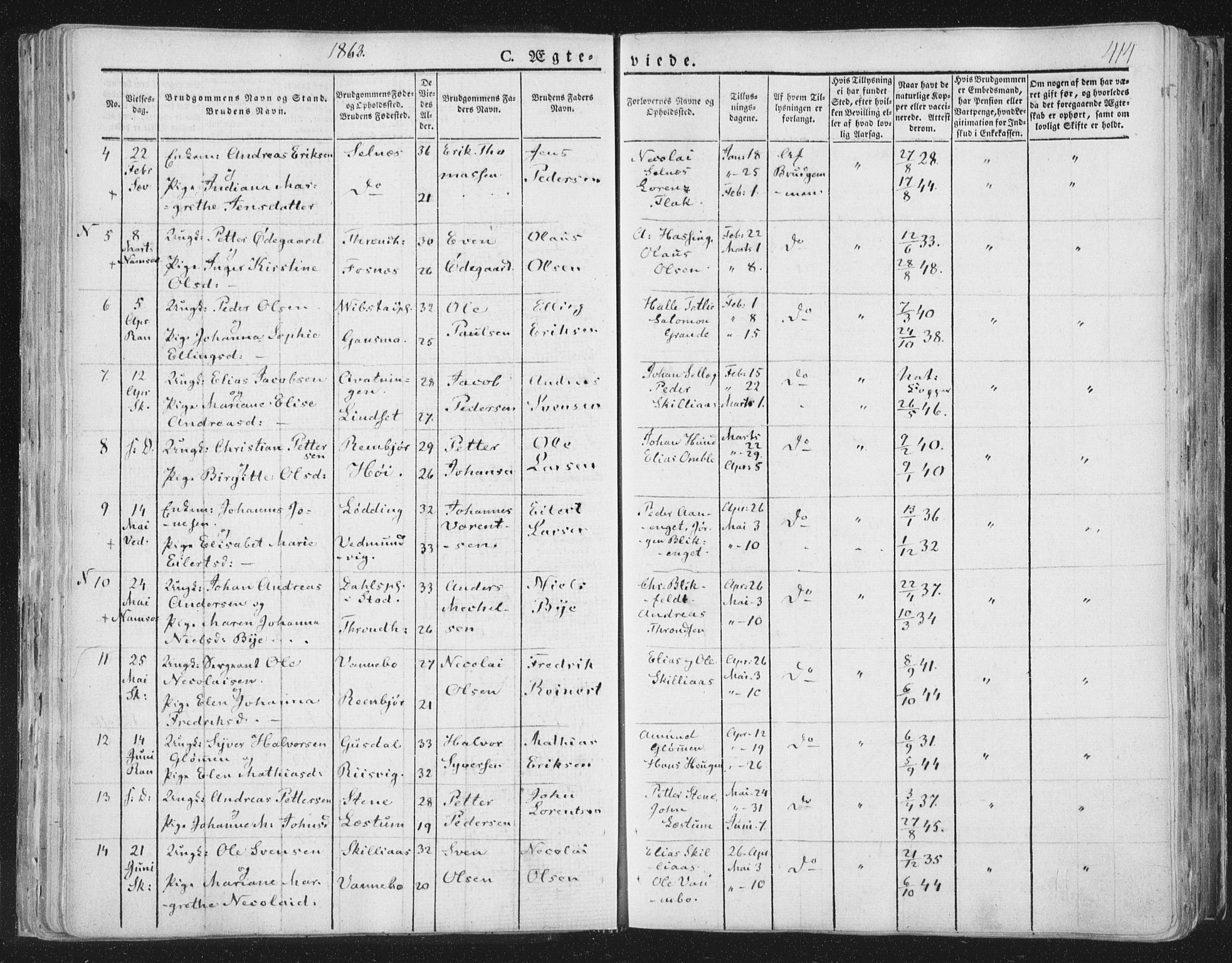 Ministerialprotokoller, klokkerbøker og fødselsregistre - Nord-Trøndelag, AV/SAT-A-1458/764/L0552: Parish register (official) no. 764A07b, 1824-1865, p. 414