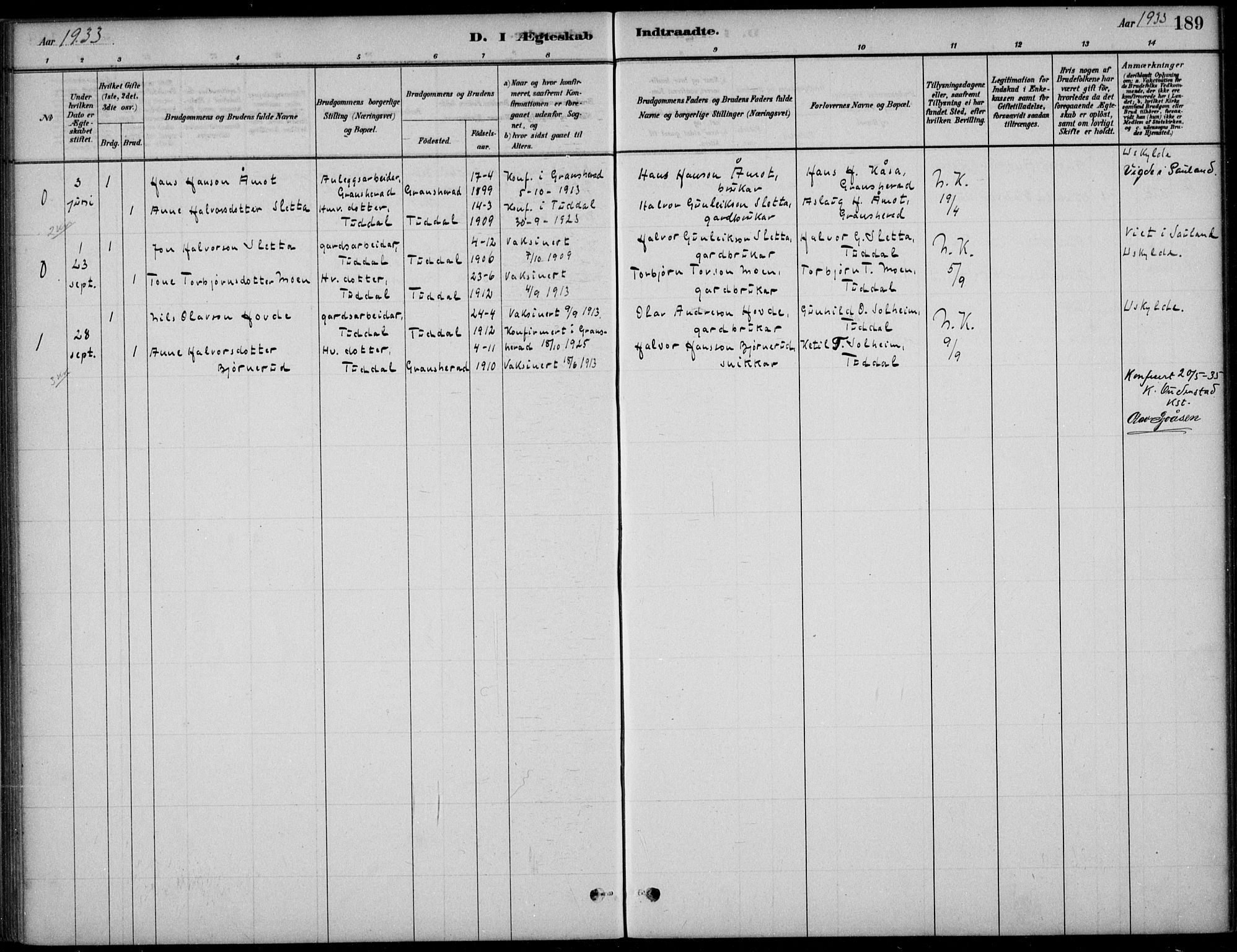 Hjartdal kirkebøker, SAKO/A-270/F/Fc/L0002: Parish register (official) no. III 2, 1880-1936, p. 189