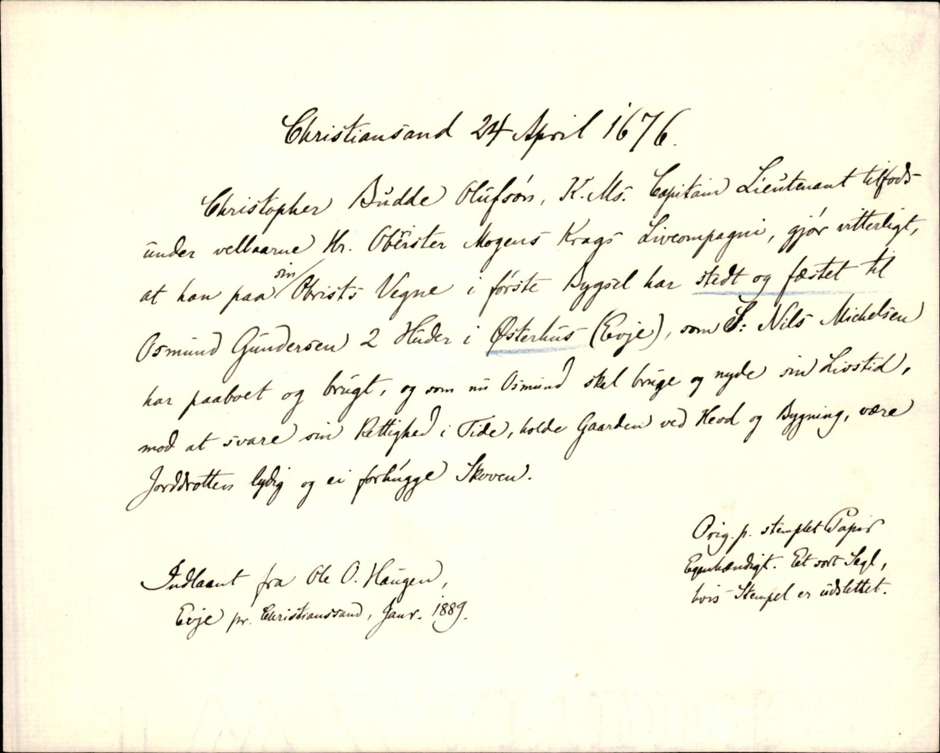 Riksarkivets diplomsamling, AV/RA-EA-5965/F35/F35d/L0005: Innlånte diplomer, seddelregister, 1661-1690, p. 325