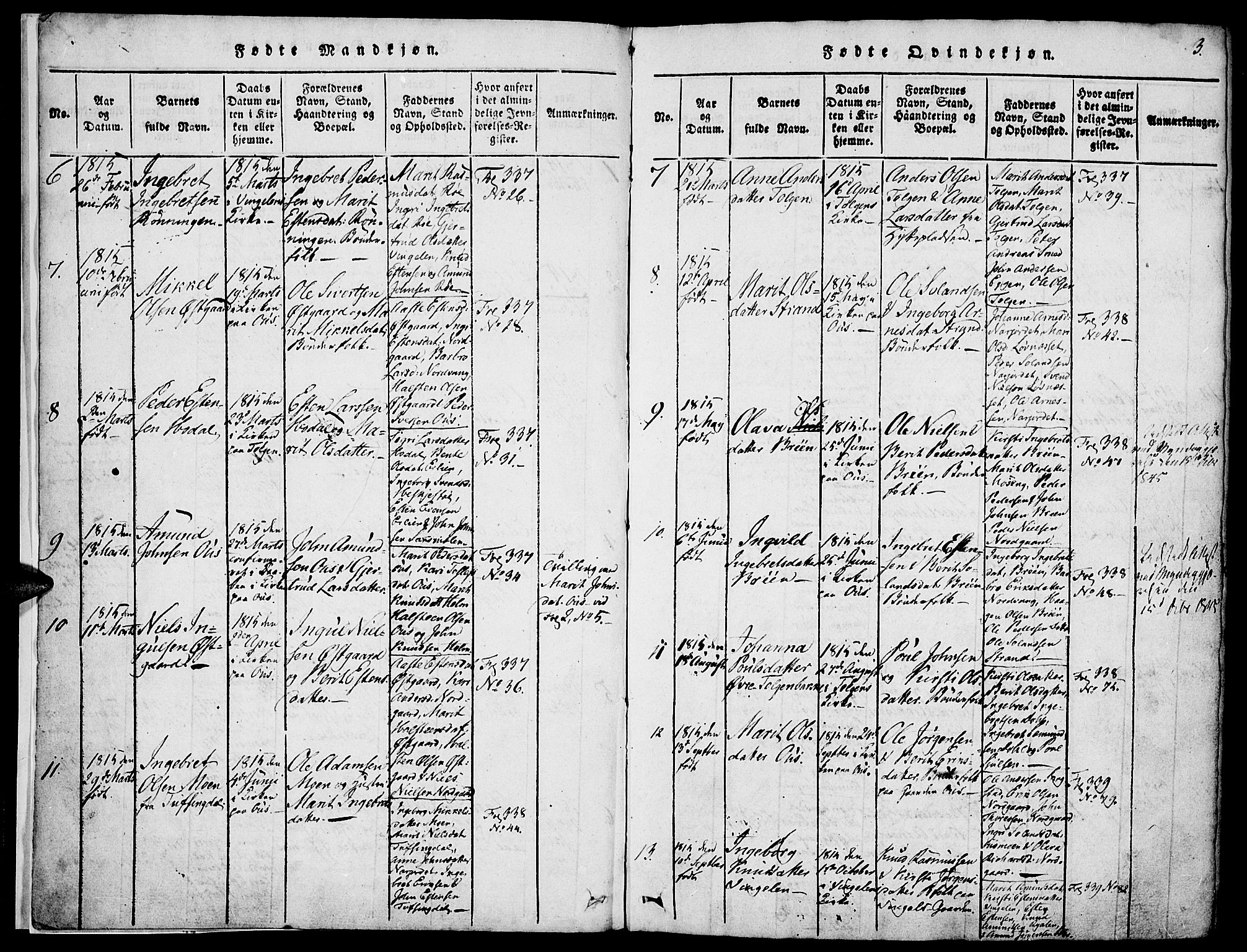 Tolga prestekontor, SAH/PREST-062/K/L0004: Parish register (official) no. 4, 1815-1836, p. 3