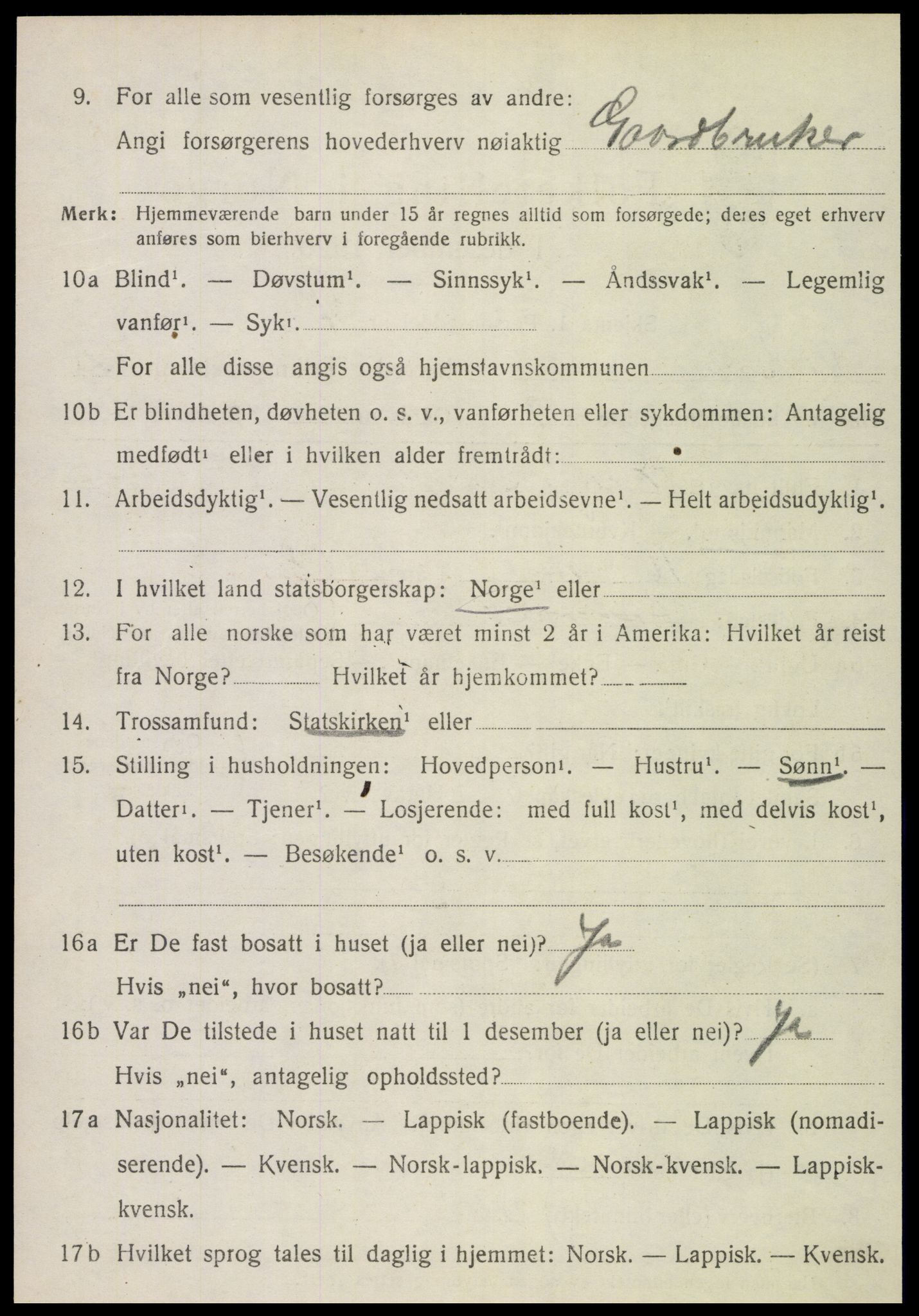 SAT, 1920 census for Vikna, 1920, p. 7722