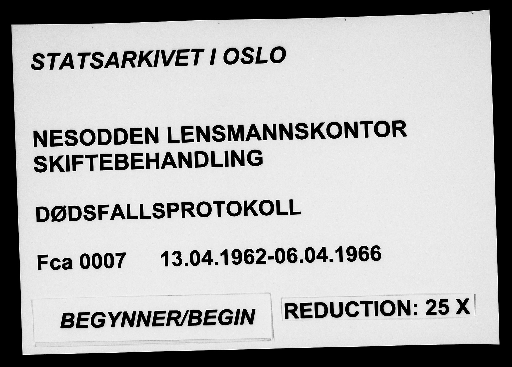 Nesodden lensmannskontor, SAO/A-10279/H/Ha/Haa/L0007: Dødsfallprotokoll, 1962-1966