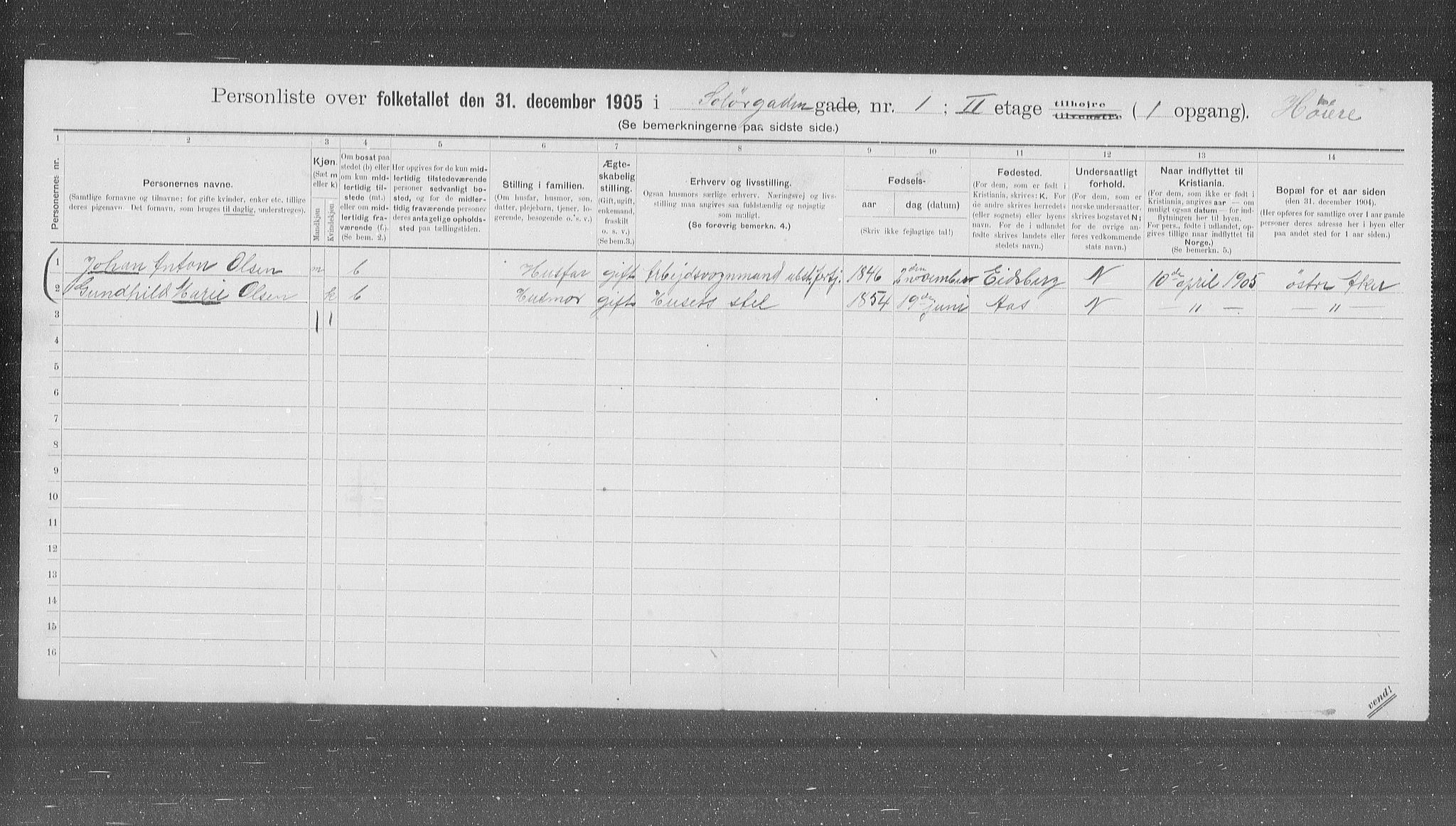 OBA, Municipal Census 1905 for Kristiania, 1905, p. 51739