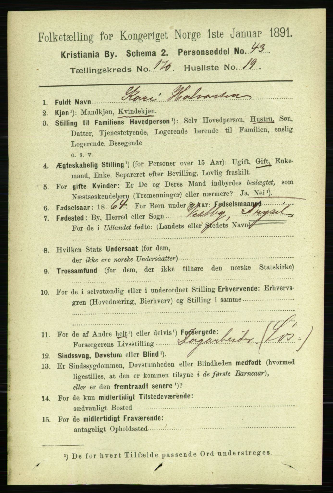 RA, 1891 census for 0301 Kristiania, 1891, p. 100353