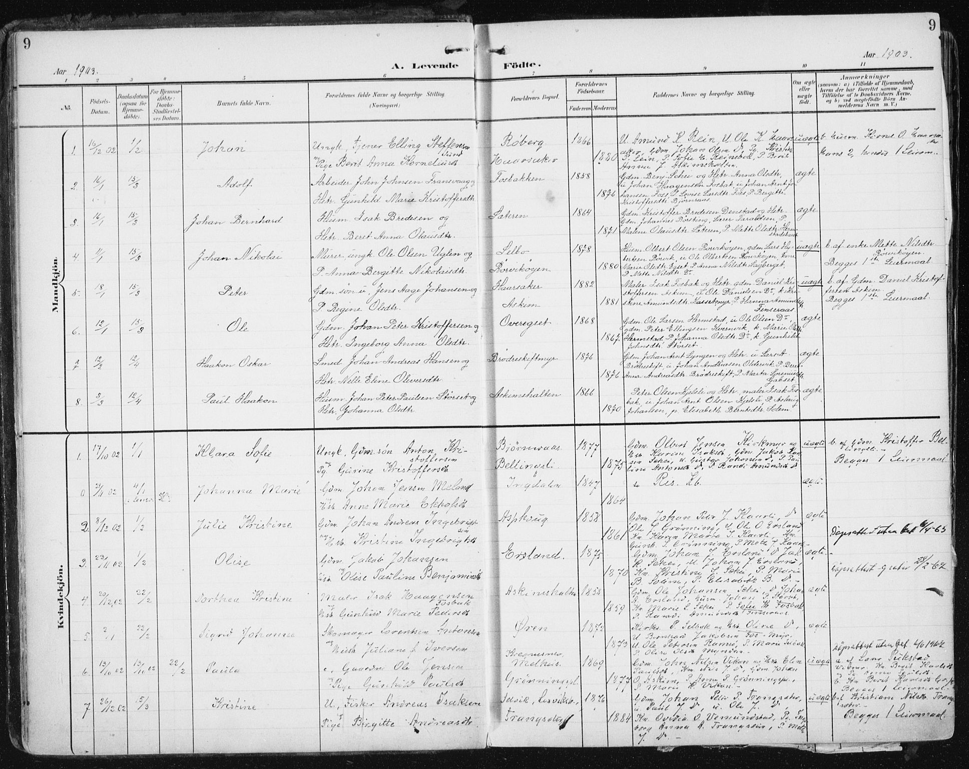Ministerialprotokoller, klokkerbøker og fødselsregistre - Sør-Trøndelag, SAT/A-1456/646/L0616: Parish register (official) no. 646A14, 1900-1918, p. 9
