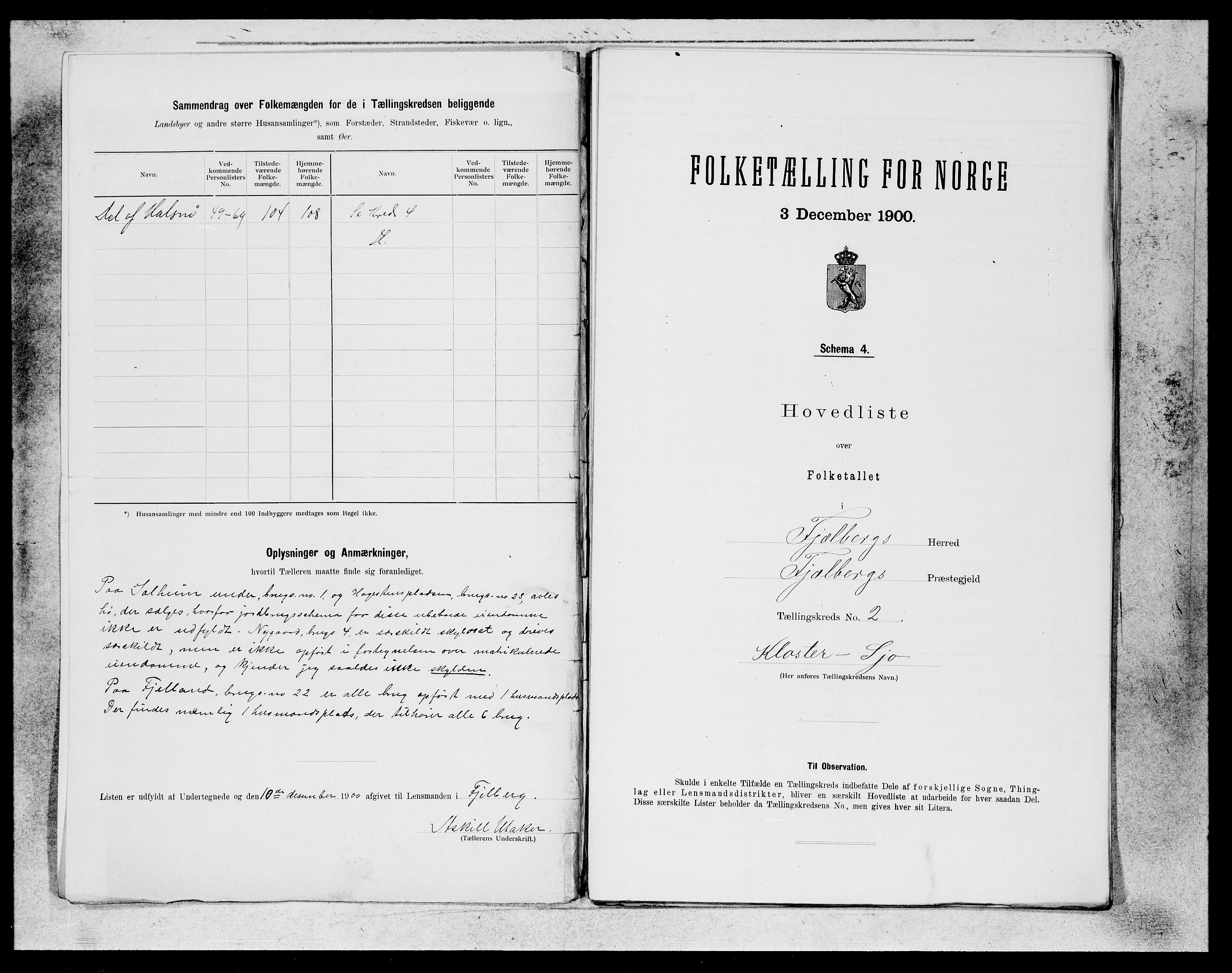 SAB, 1900 census for Fjelberg, 1900, p. 3