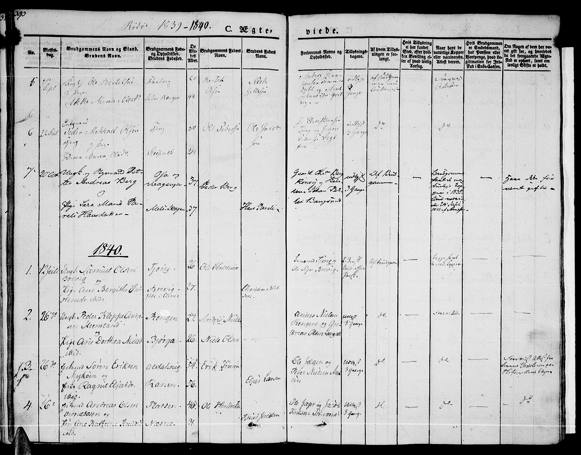 Ministerialprotokoller, klokkerbøker og fødselsregistre - Nordland, AV/SAT-A-1459/841/L0600: Parish register (official) no. 841A07 /1, 1825-1844, p. 393