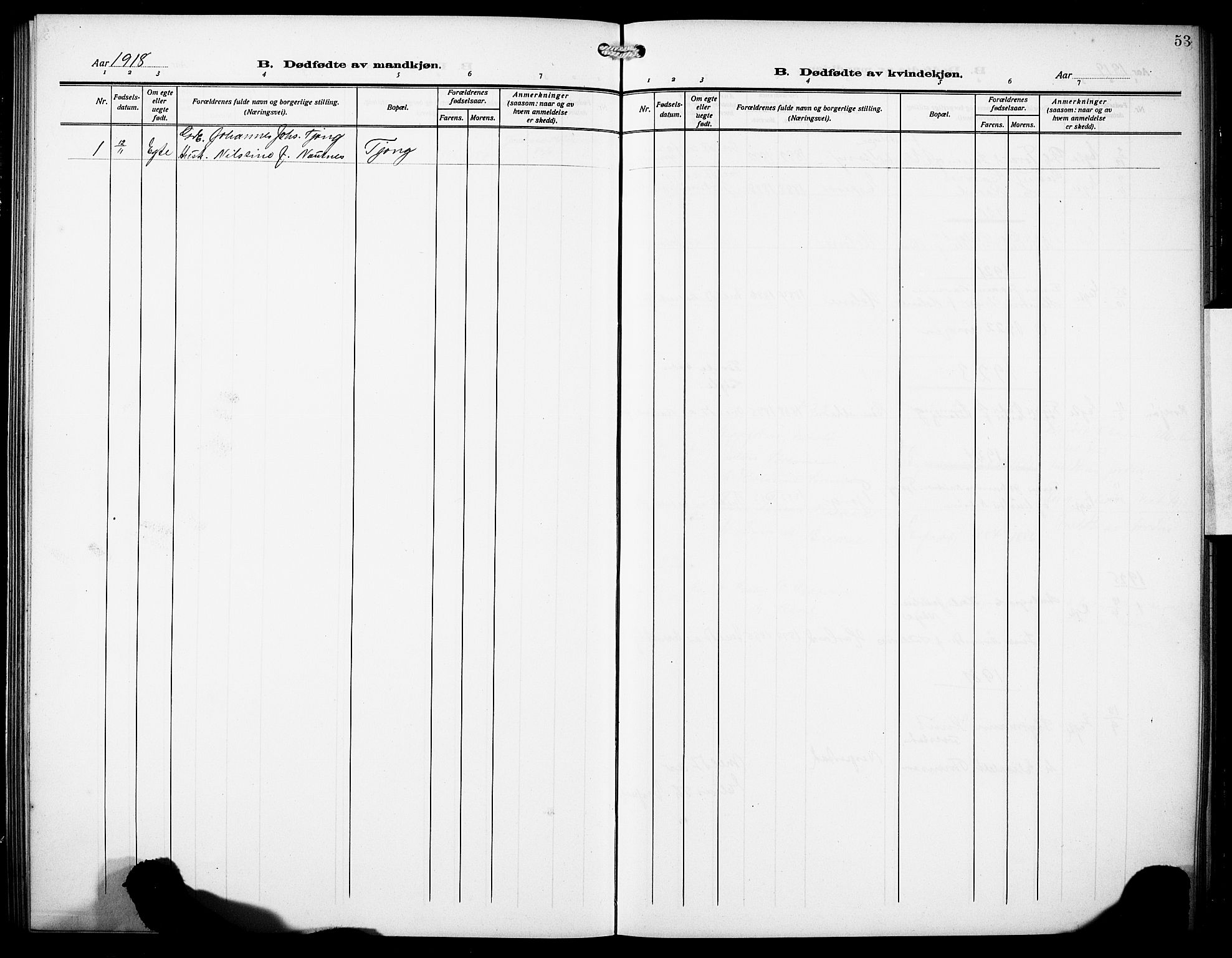 Finnås sokneprestembete, SAB/A-99925/H/Ha/Hab/Habc/L0004: Parish register (copy) no. C 4, 1917-1931, p. 53