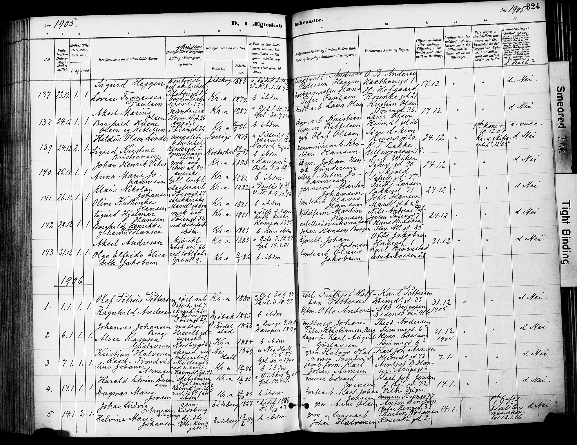 Grønland prestekontor Kirkebøker, SAO/A-10848/F/Fa/L0013: Parish register (official) no. 13, 1887-1906, p. 324