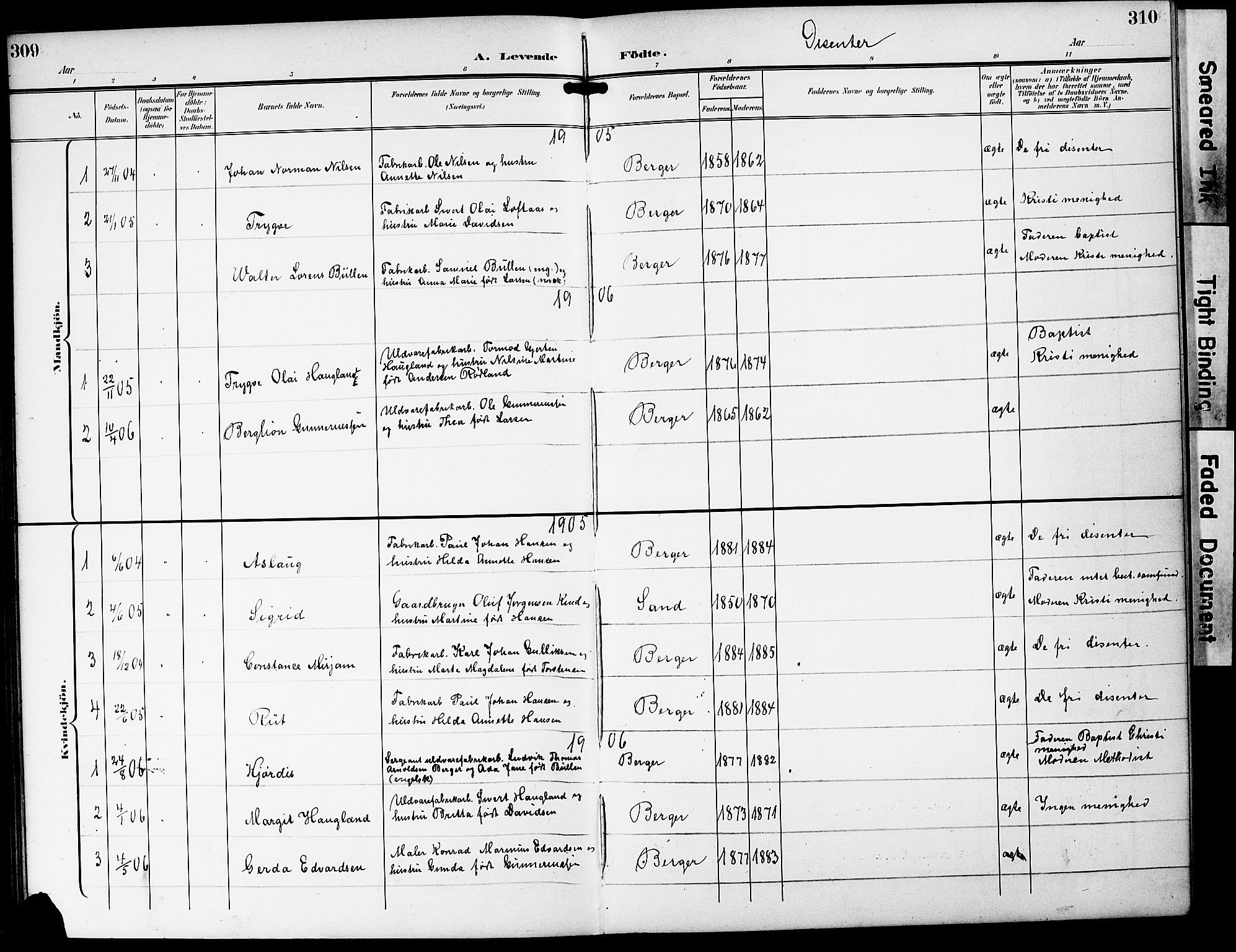 Strømm kirkebøker, AV/SAKO-A-322/G/Ga/L0004: Parish register (copy) no. I 4, 1897-1927, p. 309-310