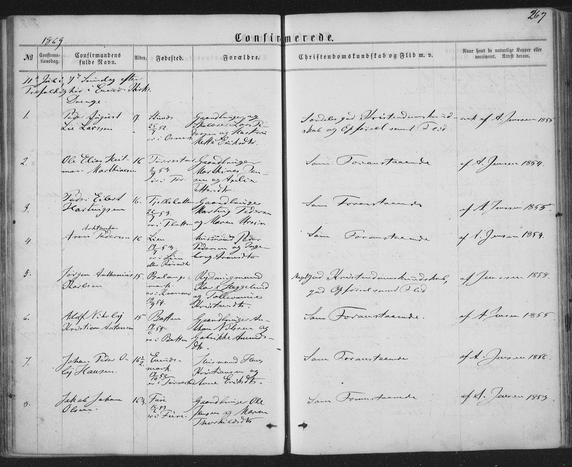 Ministerialprotokoller, klokkerbøker og fødselsregistre - Nordland, AV/SAT-A-1459/863/L0896: Parish register (official) no. 863A08, 1861-1871, p. 267