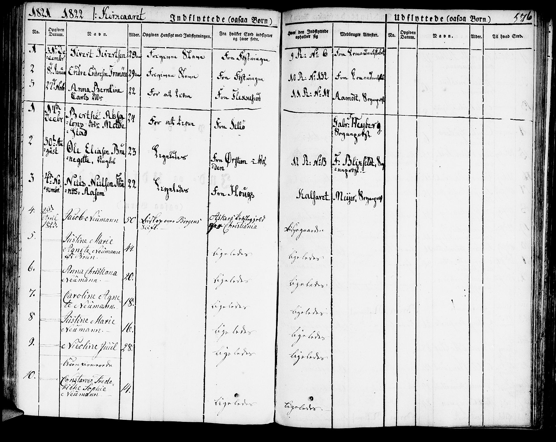 Domkirken sokneprestembete, SAB/A-74801/H/Haa/L0012: Parish register (official) no. A 12, 1821-1840, p. 576