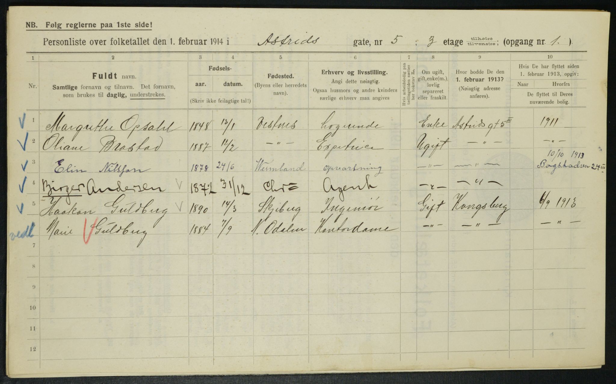 OBA, Municipal Census 1914 for Kristiania, 1914, p. 17332