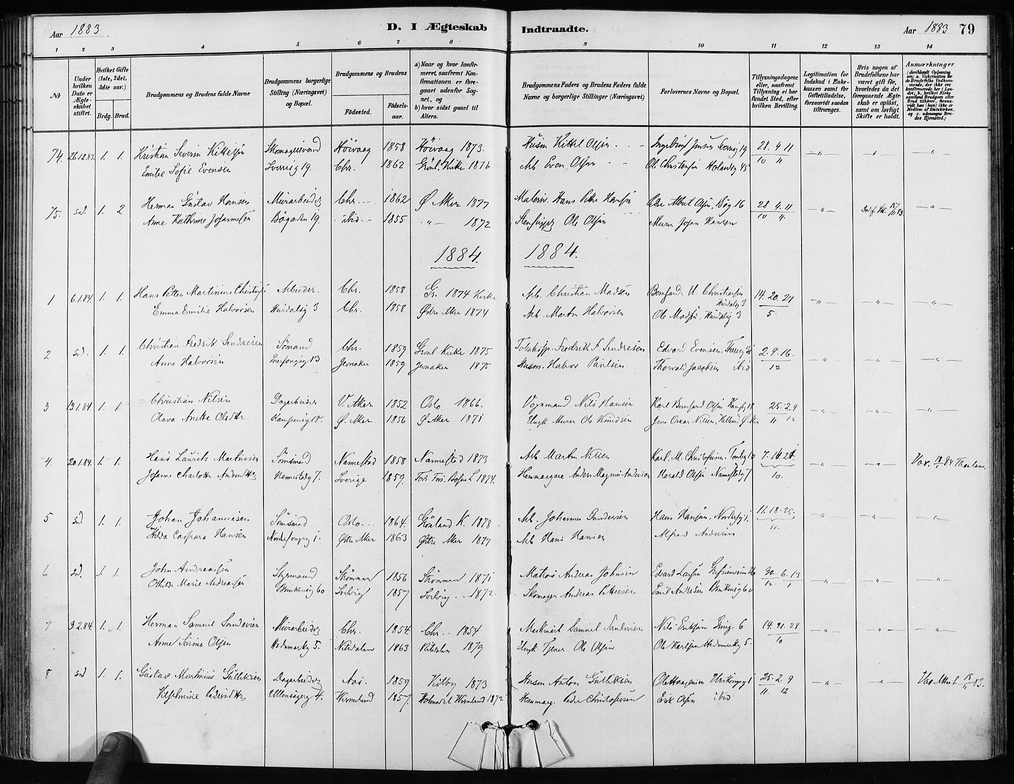 Kampen prestekontor Kirkebøker, SAO/A-10853/F/Fa/L0002: Parish register (official) no. I 2, 1880-1888, p. 79