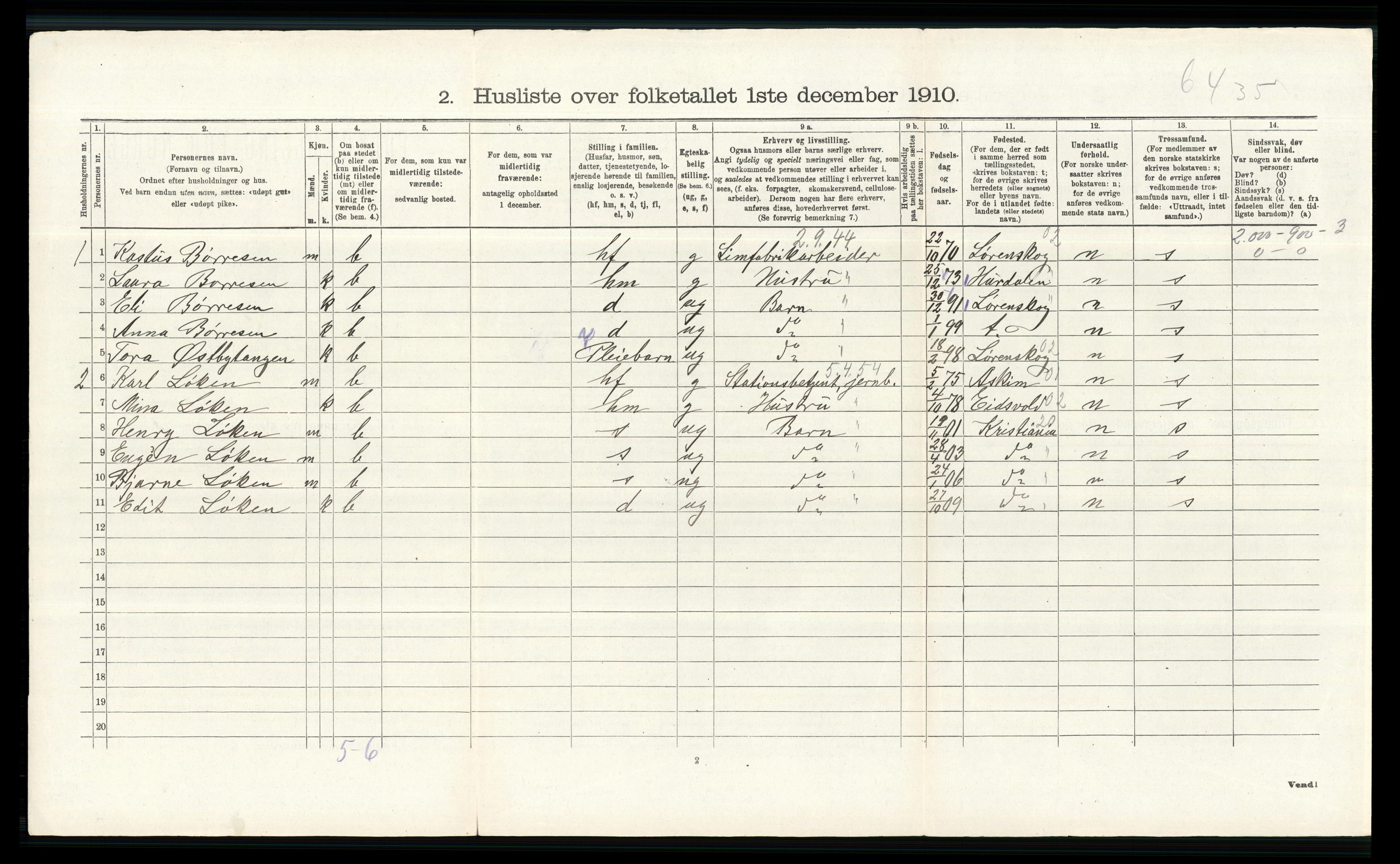 RA, 1910 census for Skedsmo, 1910, p. 446