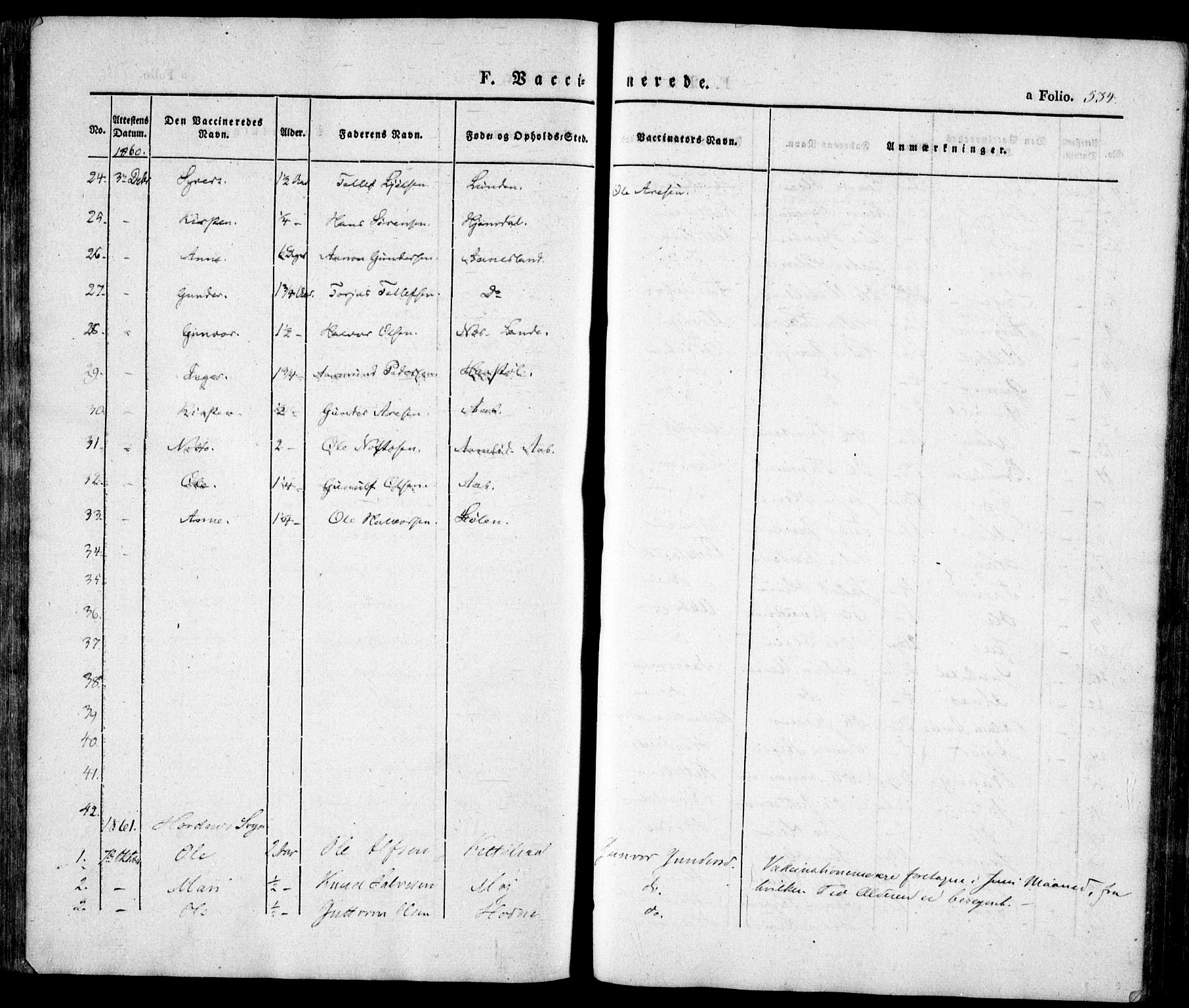 Evje sokneprestkontor, SAK/1111-0008/F/Fa/Faa/L0005: Parish register (official) no. A 5, 1843-1865, p. 534