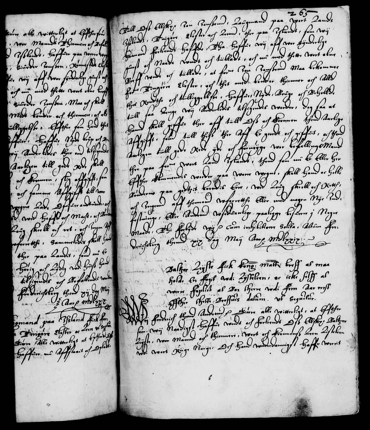 Danske Kanselli 1572-1799, AV/RA-EA-3023/F/Fc/Fca/Fcaa/L0001: Norske registre (mikrofilm), 1572-1588, p. 265a