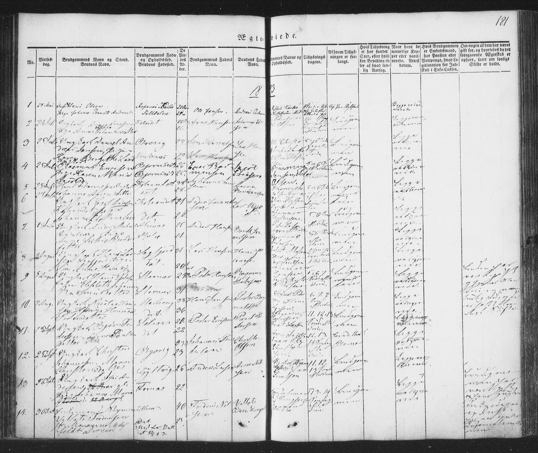 Ministerialprotokoller, klokkerbøker og fødselsregistre - Nordland, AV/SAT-A-1459/853/L0769: Parish register (official) no. 853A08, 1836-1856, p. 181